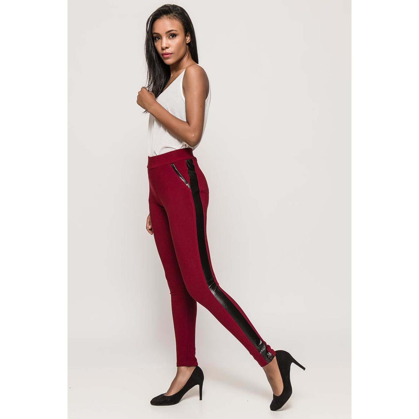 FOR HER PARIS 9055 BENEDICTE LEGGINGS WITH LEATHERETTE BAND