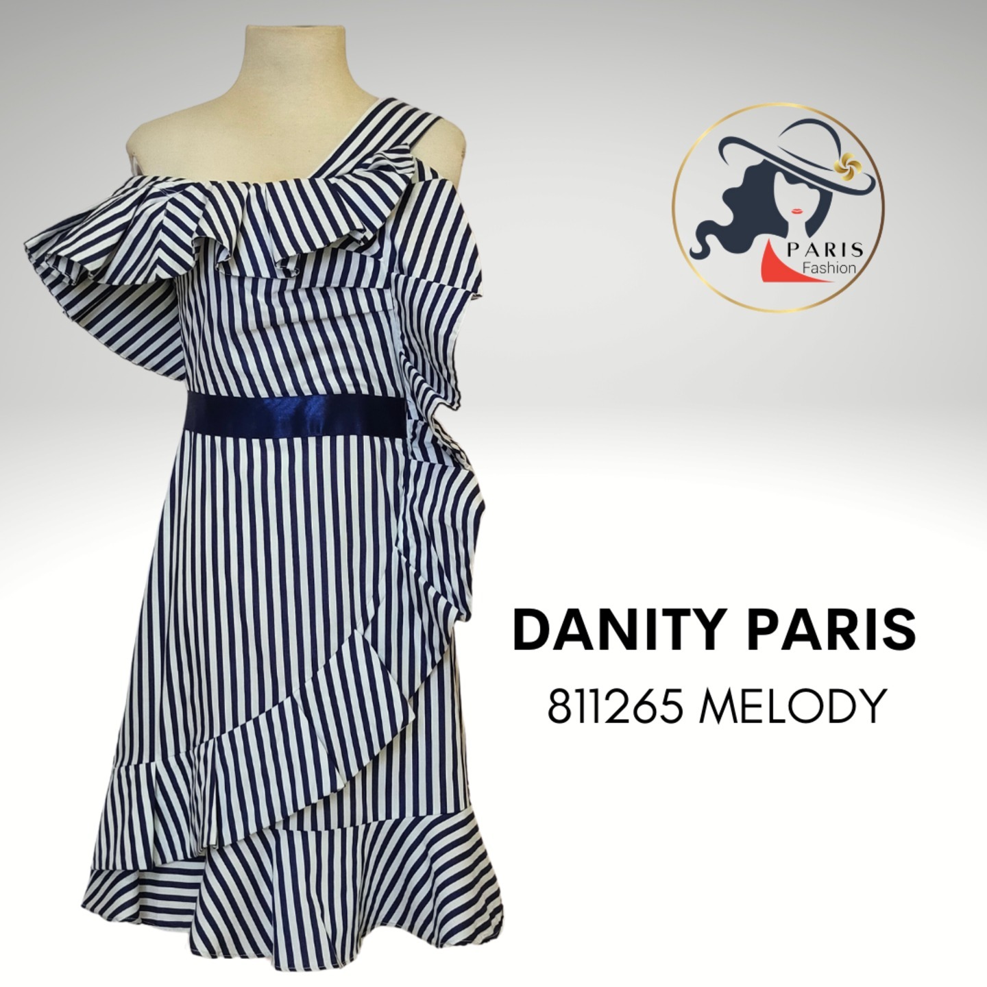 DANITY PARIS 811265 ROBE MELODY ASSYMETRIC RUFFLES STRIPED DRESS