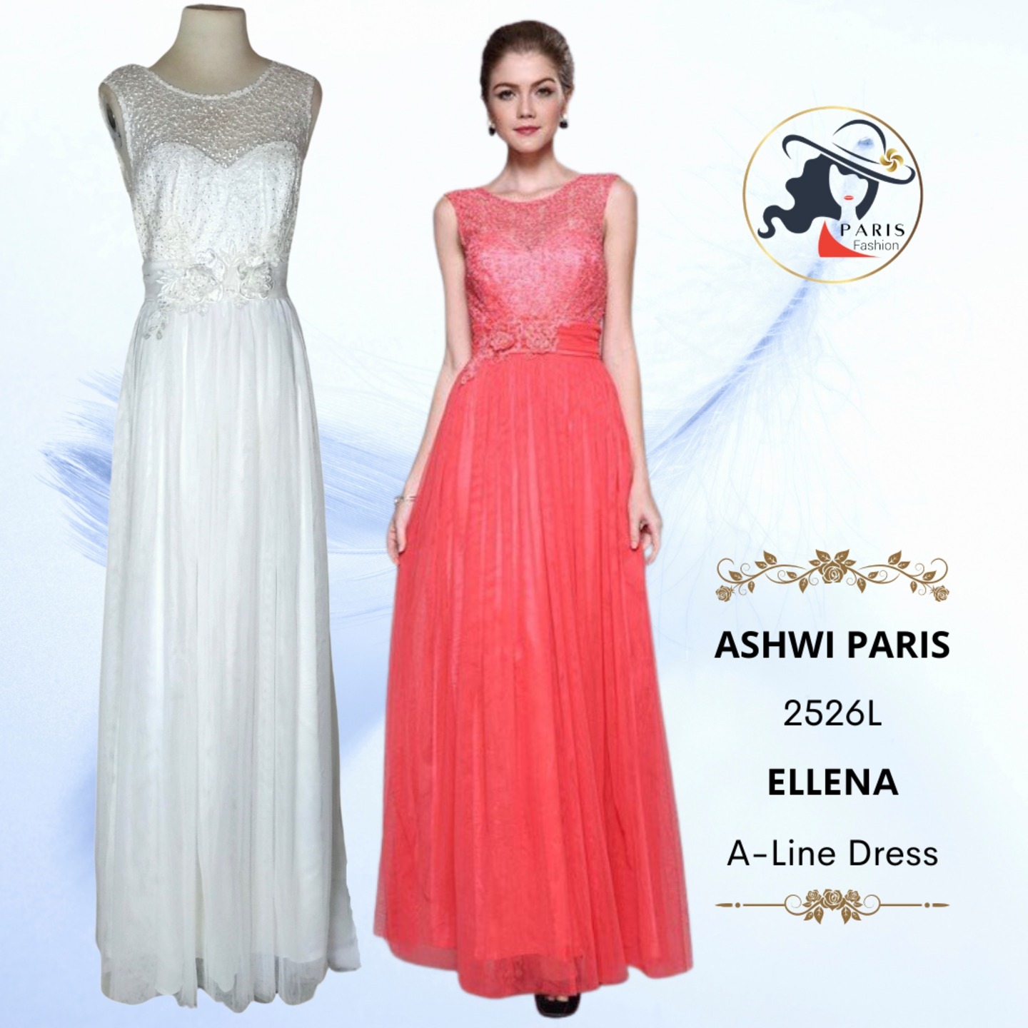 ASHWI PARIS  2526L  ELLENA  A-LINE DRESS