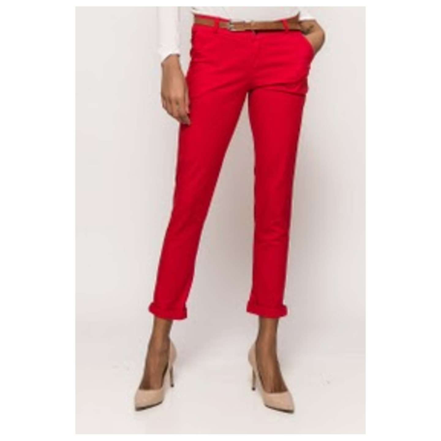 ELLE STYLE 10070 RED STRETCHABLE CHINO PANTS