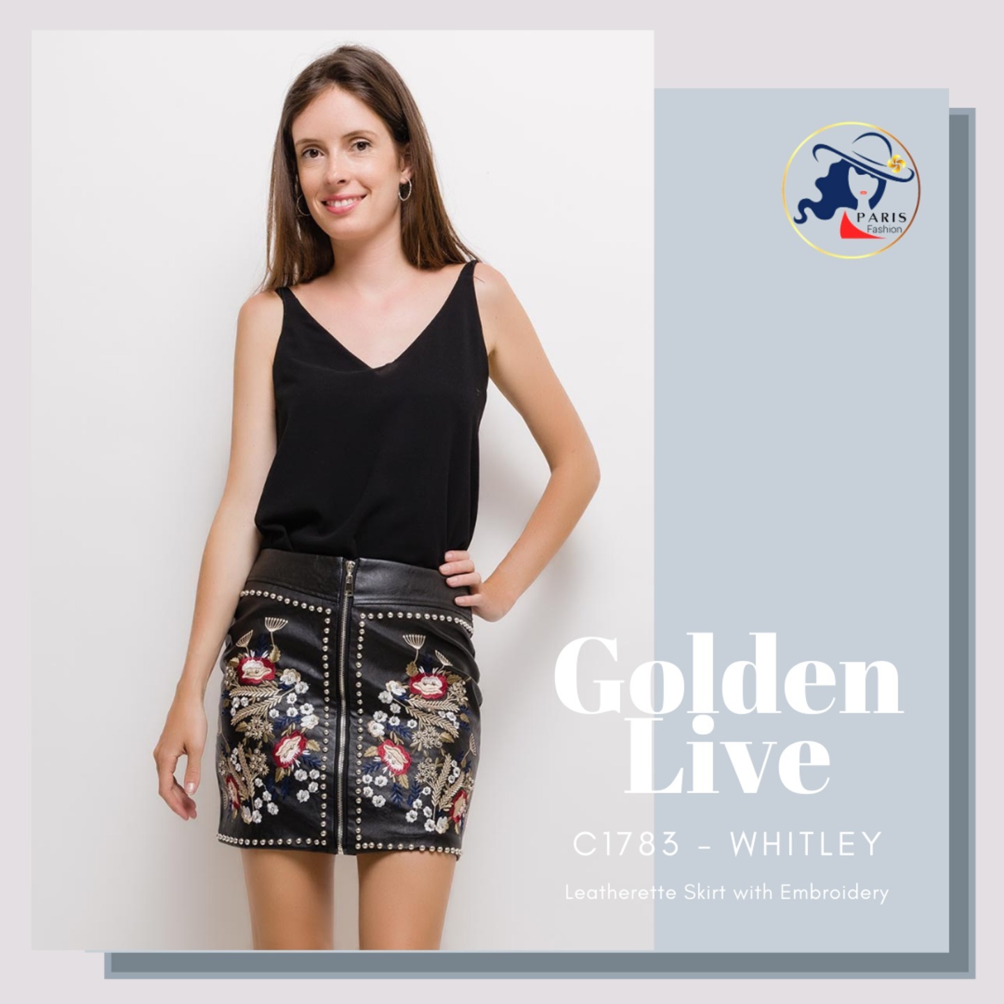 GOLDEN LIVE C1783 WHITLEY Leatherette Skirt