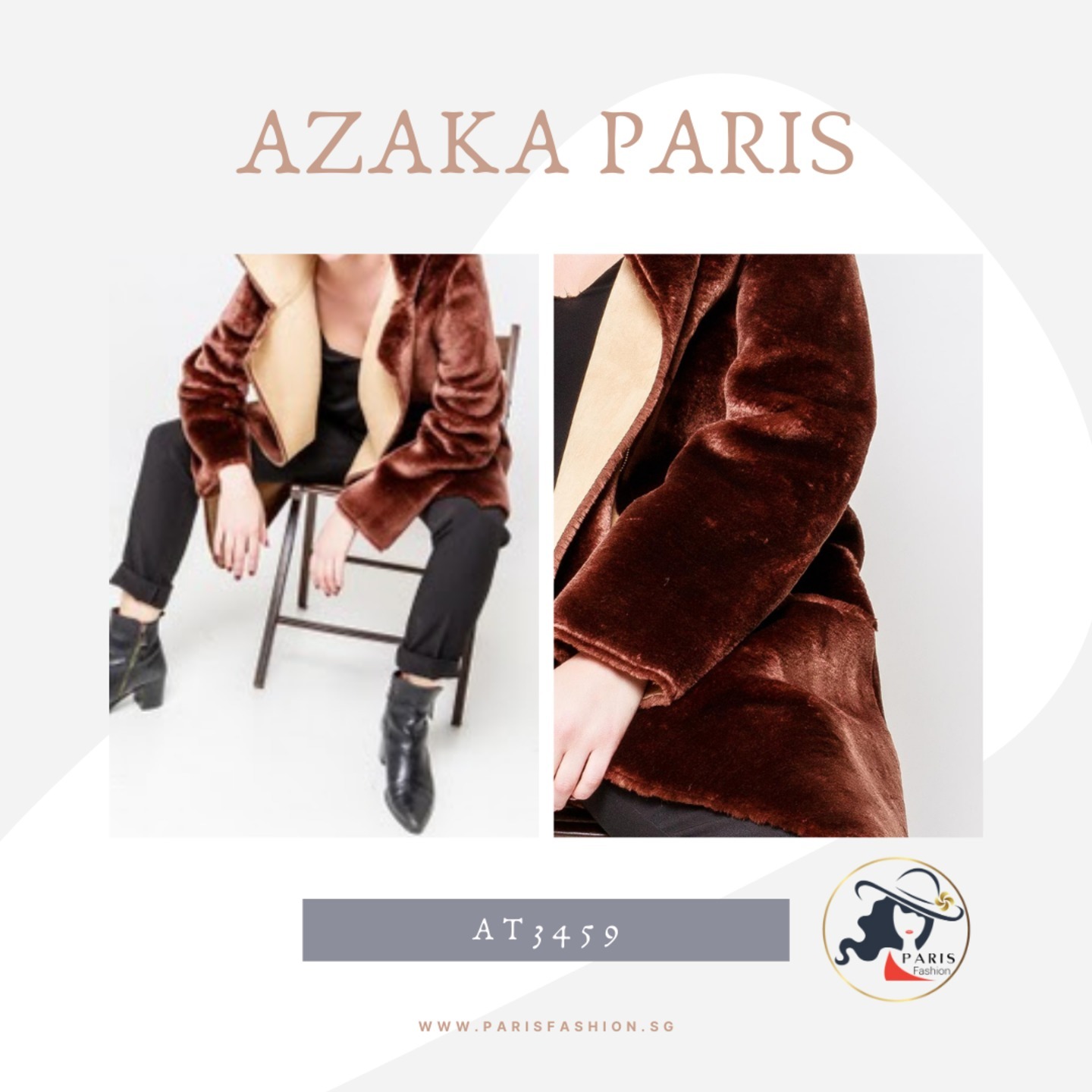 AZAKA PARIS AT3459 FAUX FUR HOODED COAT