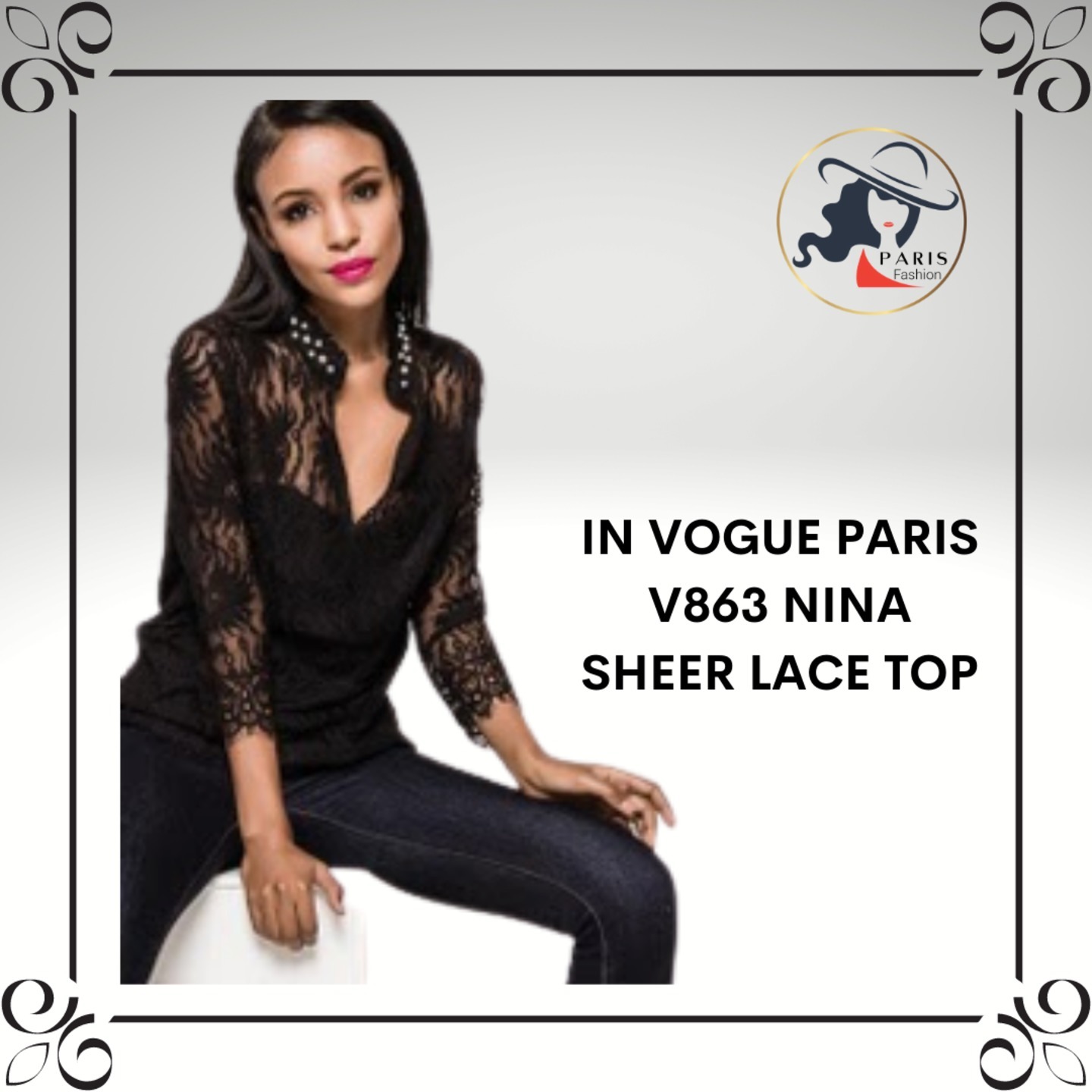 IN VOGUE PARIS V863 NINA SHEER LACE TOP