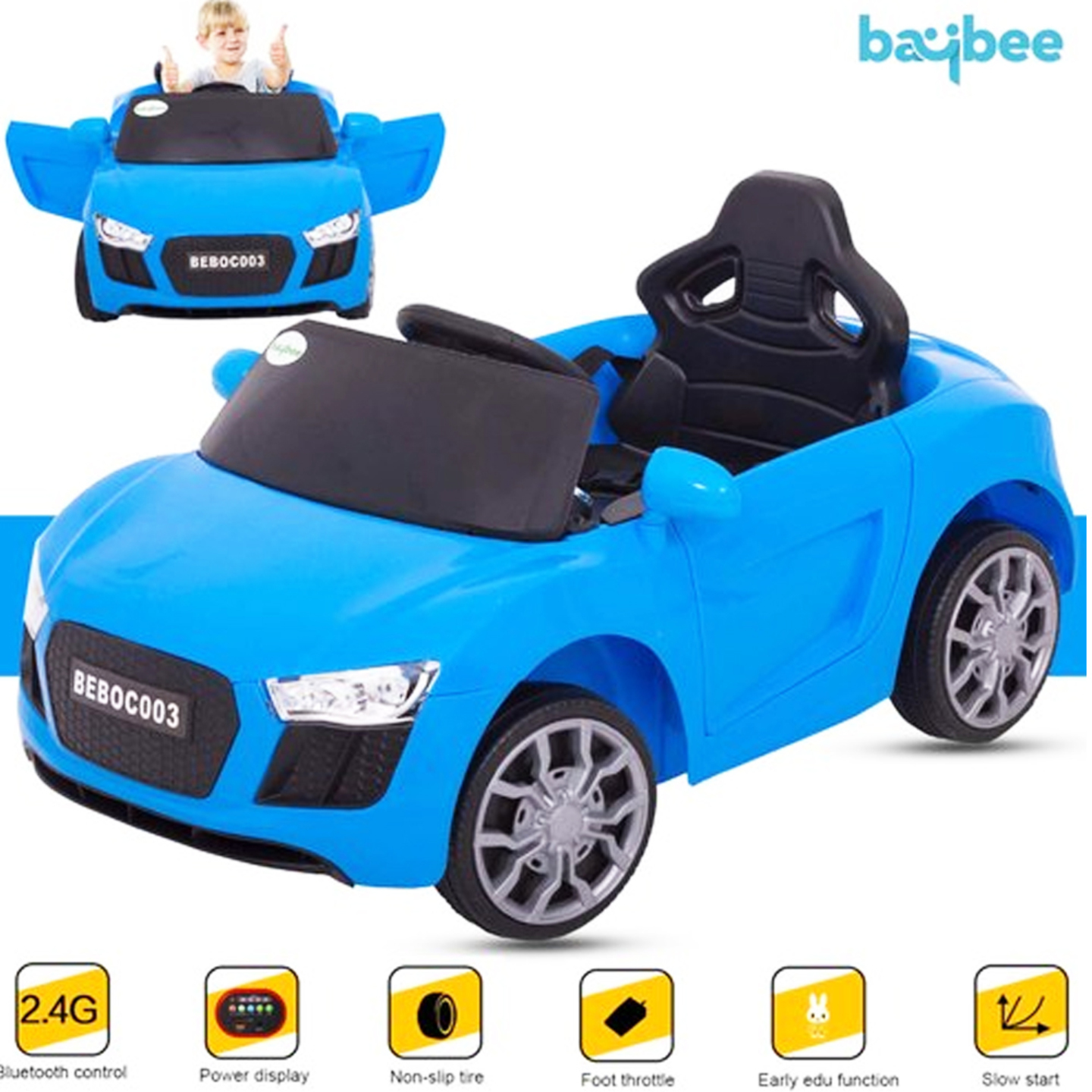 baybee Kids Battery Operated Ride On Car for Kids with USB / AUX 30Kg Weight Capacit