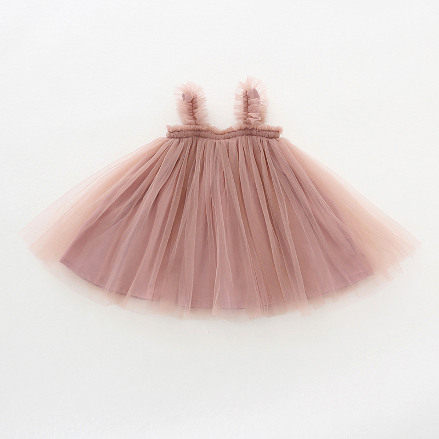 Pink Mesh Layered  Ruffle Sleeveless  Party Dress