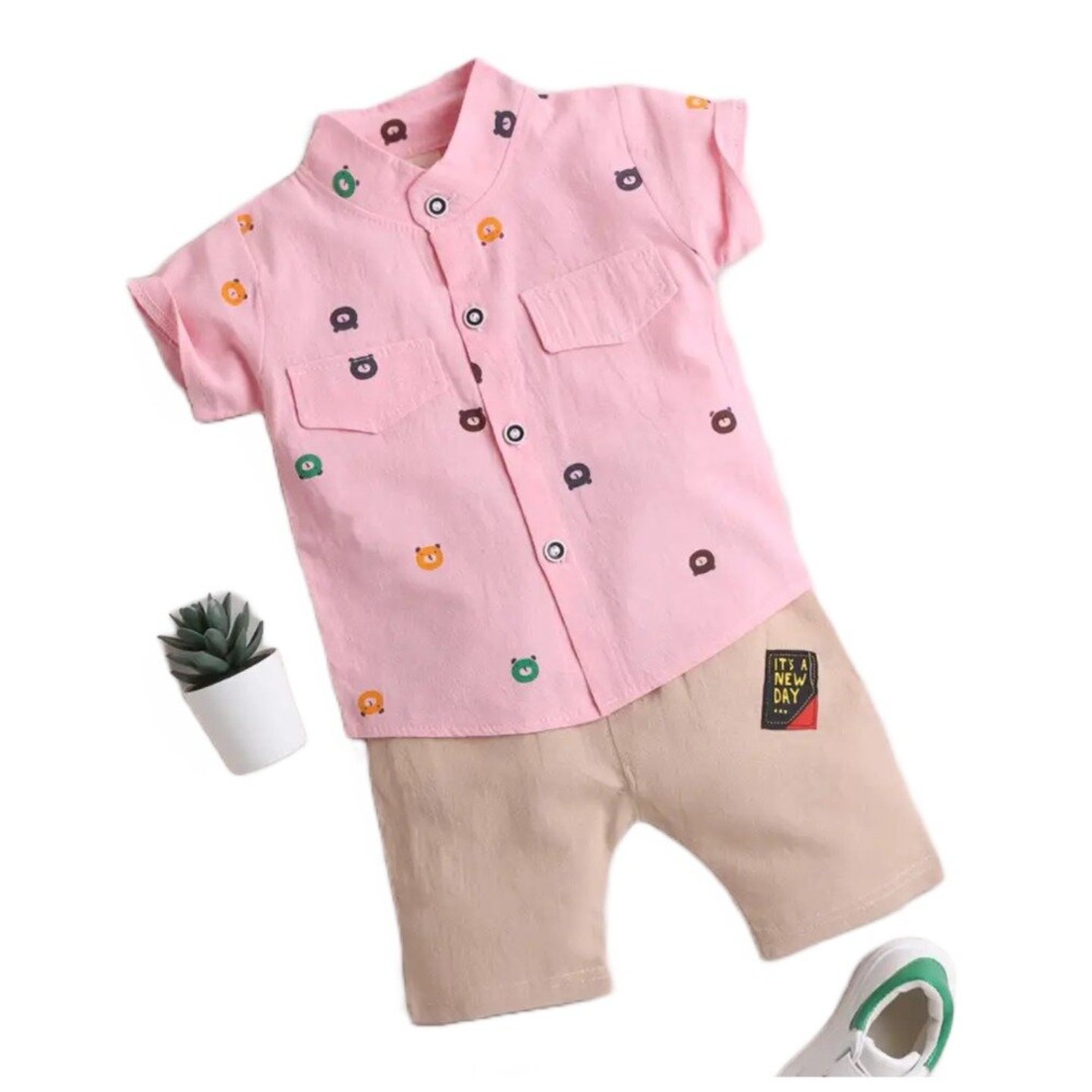 KidsNation Boys Printed Shirt and Shorts Set