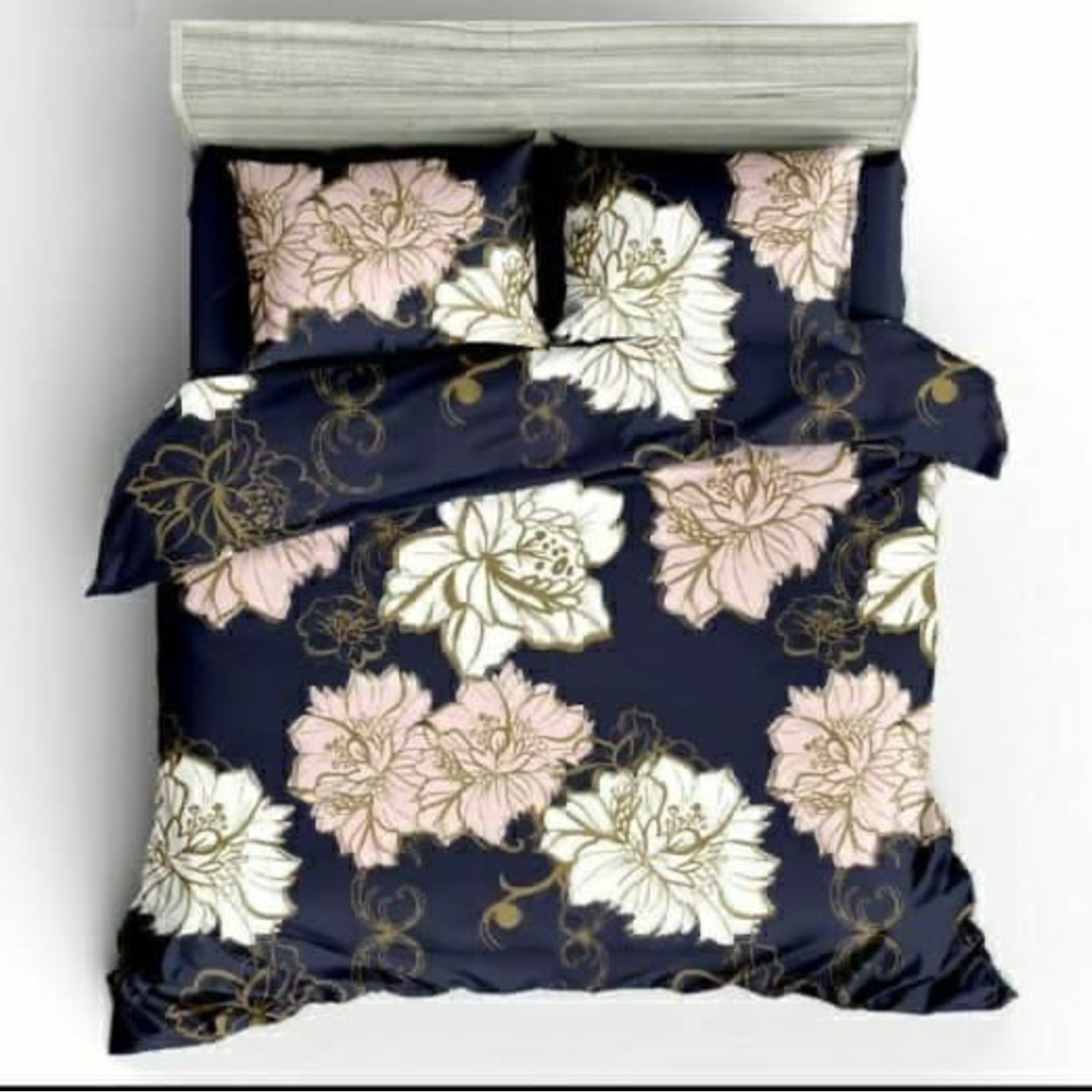 Platinum-Cotton Printed Queen Size Double Bedsheet with 2 Pillow Cover