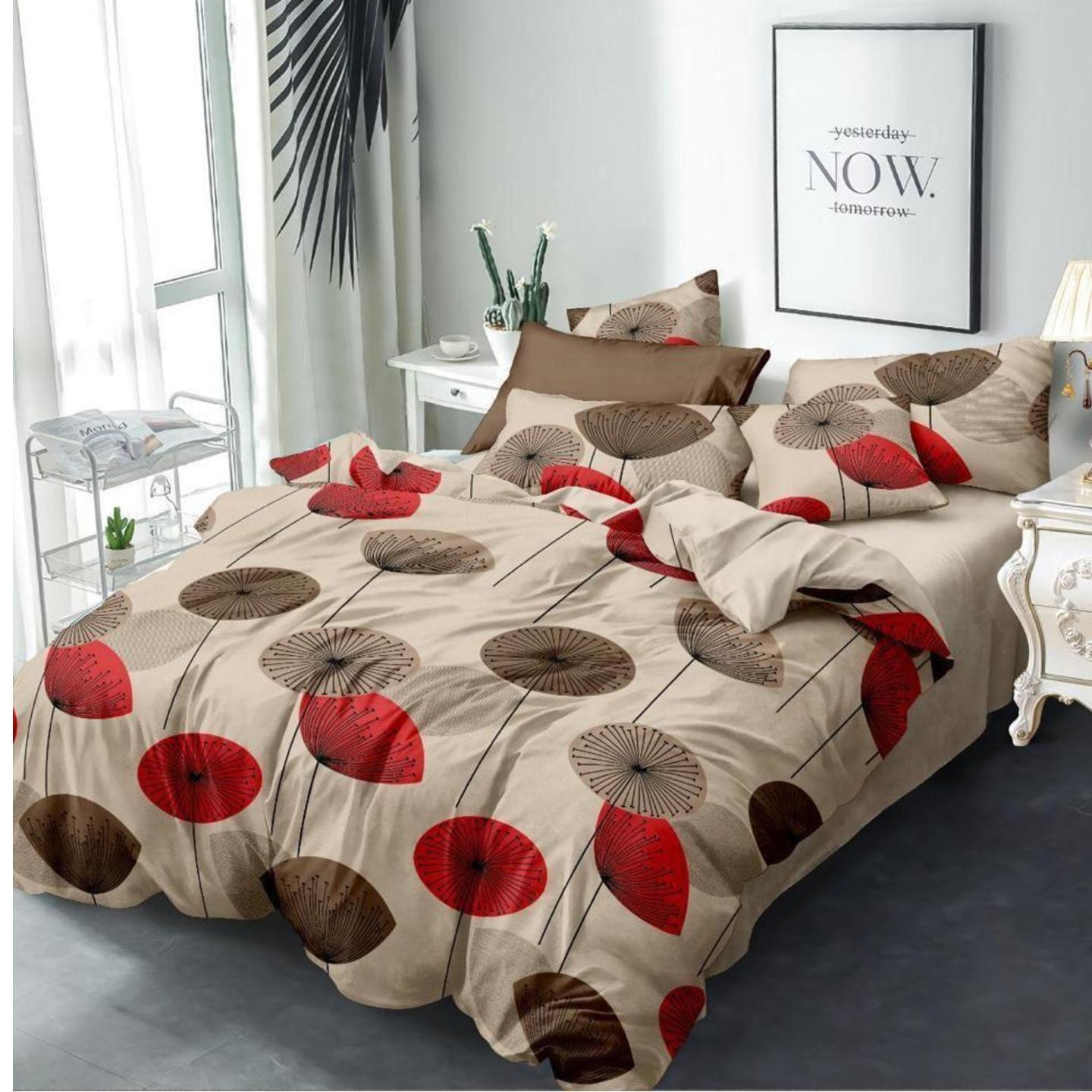 Platinum-Cotton Printed Queen Size Double Bedsheet with 2 Pillow Cover