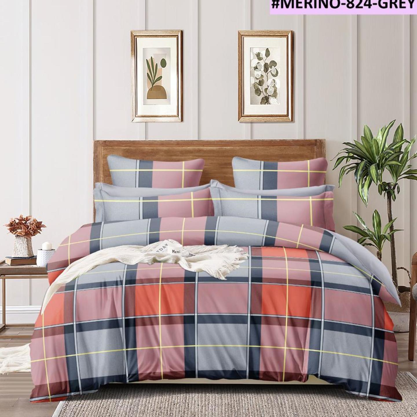 Merino-Cotton Printed King Size Double Bedsheet with 2 Pillow Cover