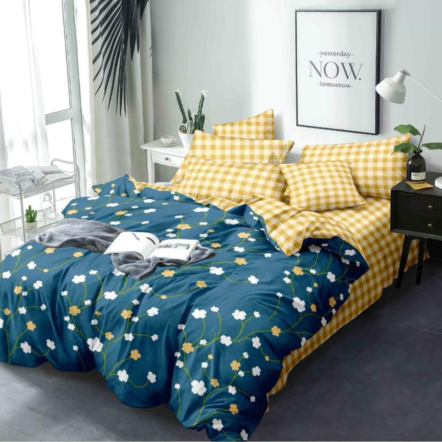 Platinum-Cotton Printed Queen Size Double Bedsheet with 2 Pillow Cover