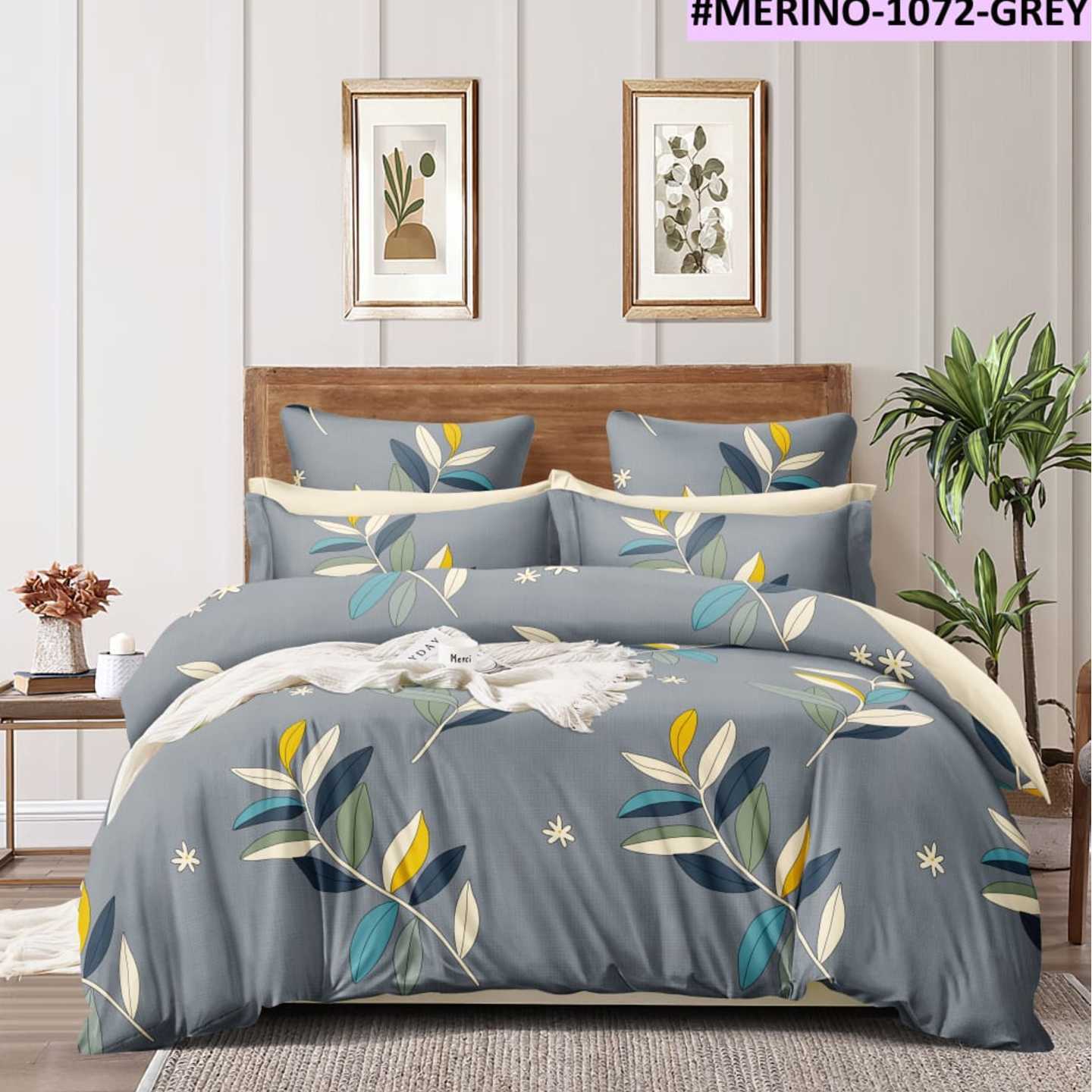 Merino-Cotton Printed King Size Double Bedsheet with 2 Pillow Cover