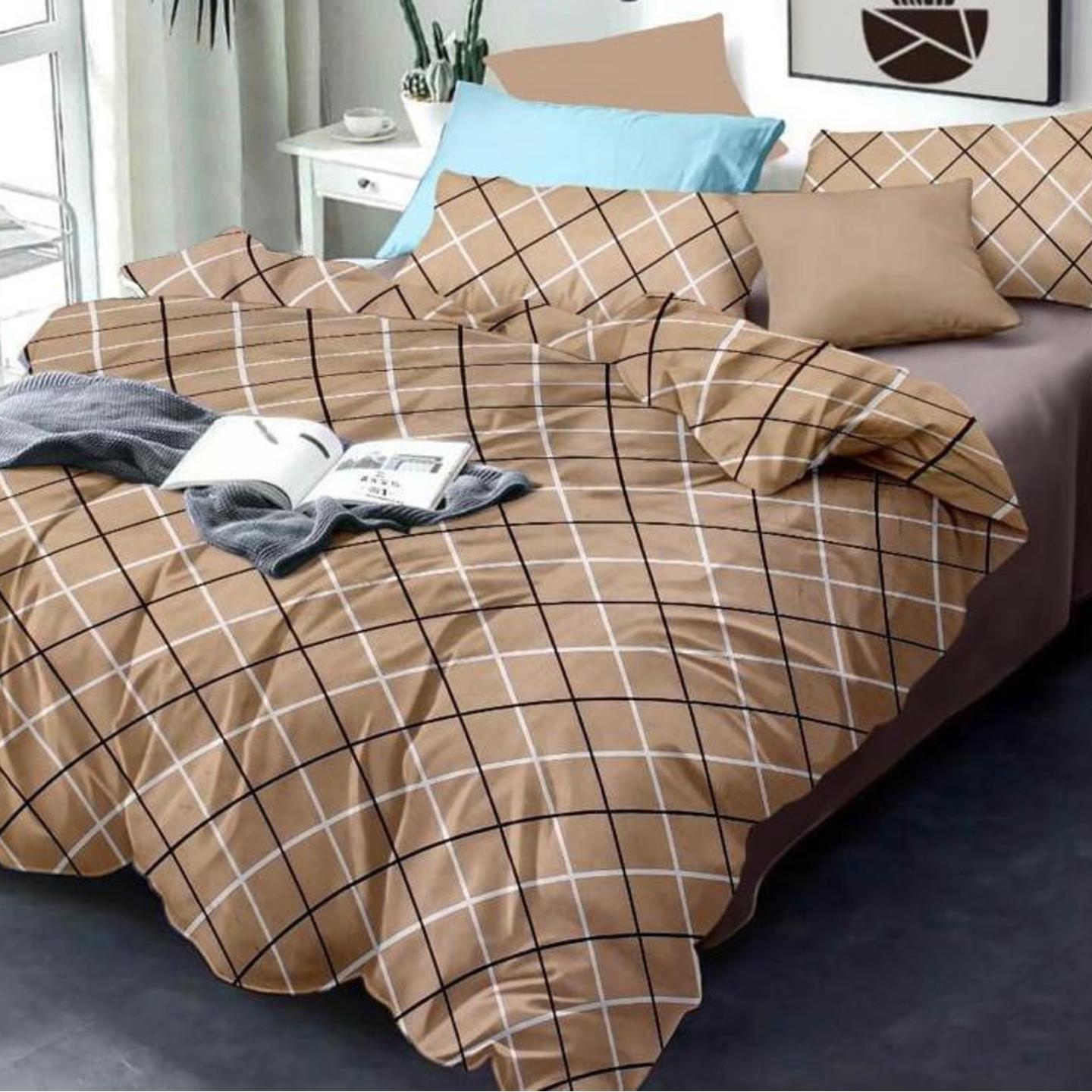 Platinum-Cotton Printed Queen Size Double Bedsheet with 2 Pillow Cover
