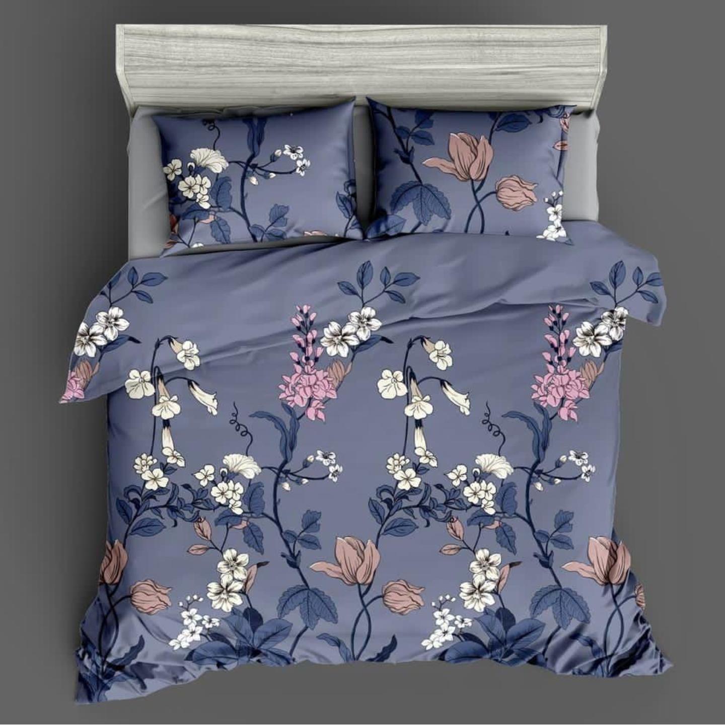 Platinum-Cotton Printed Queen Size Double Bedsheet with 2 Pillow Cover