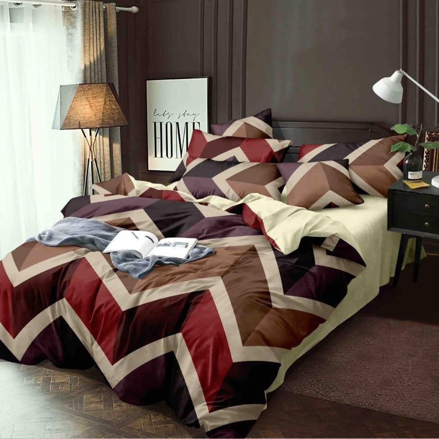 Platinum-Cotton Printed Queen Size Double Bedsheet with 2 Pillow Cover