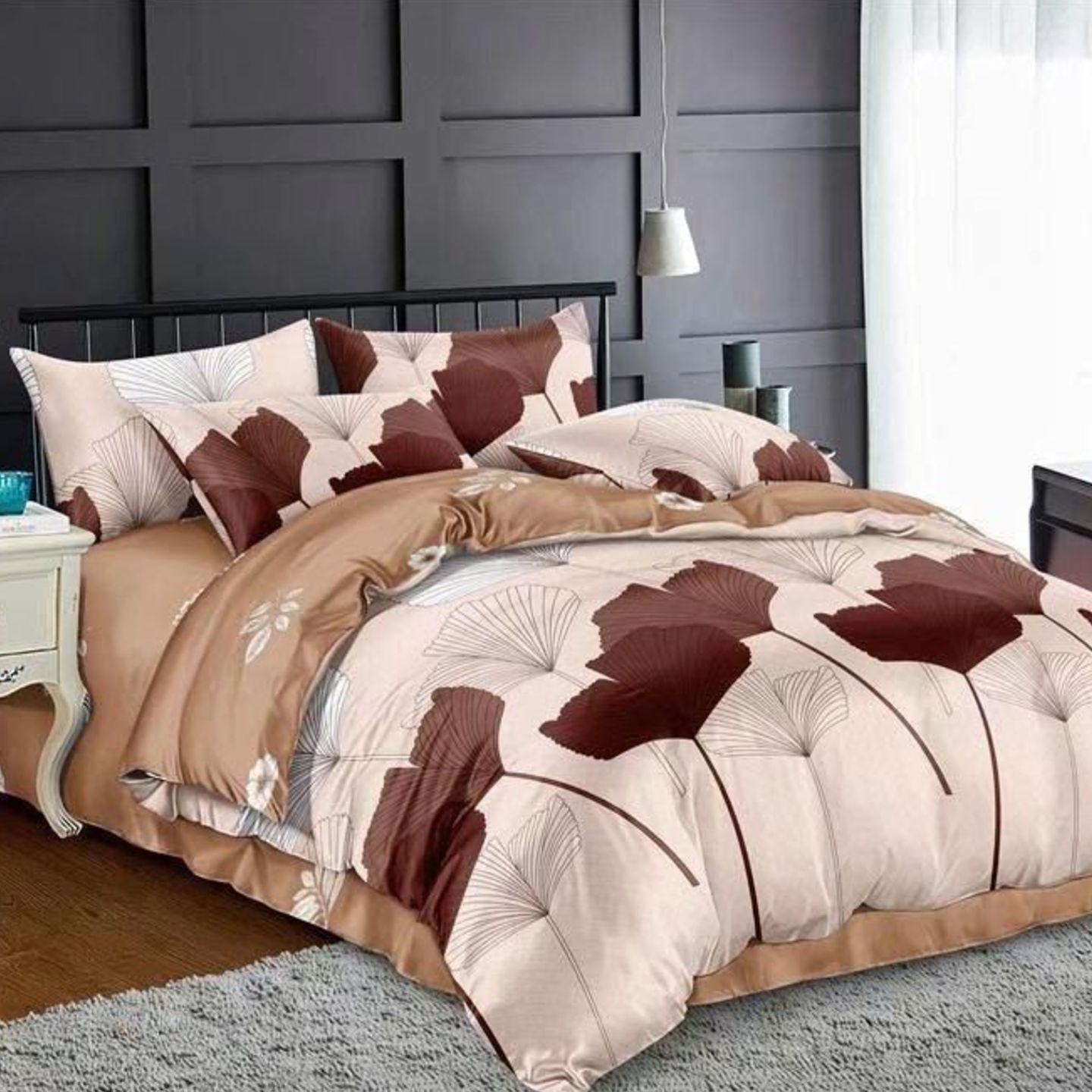 Platinum-Cotton Printed Queen Size Double Bedsheet with 2 Pillow Cover