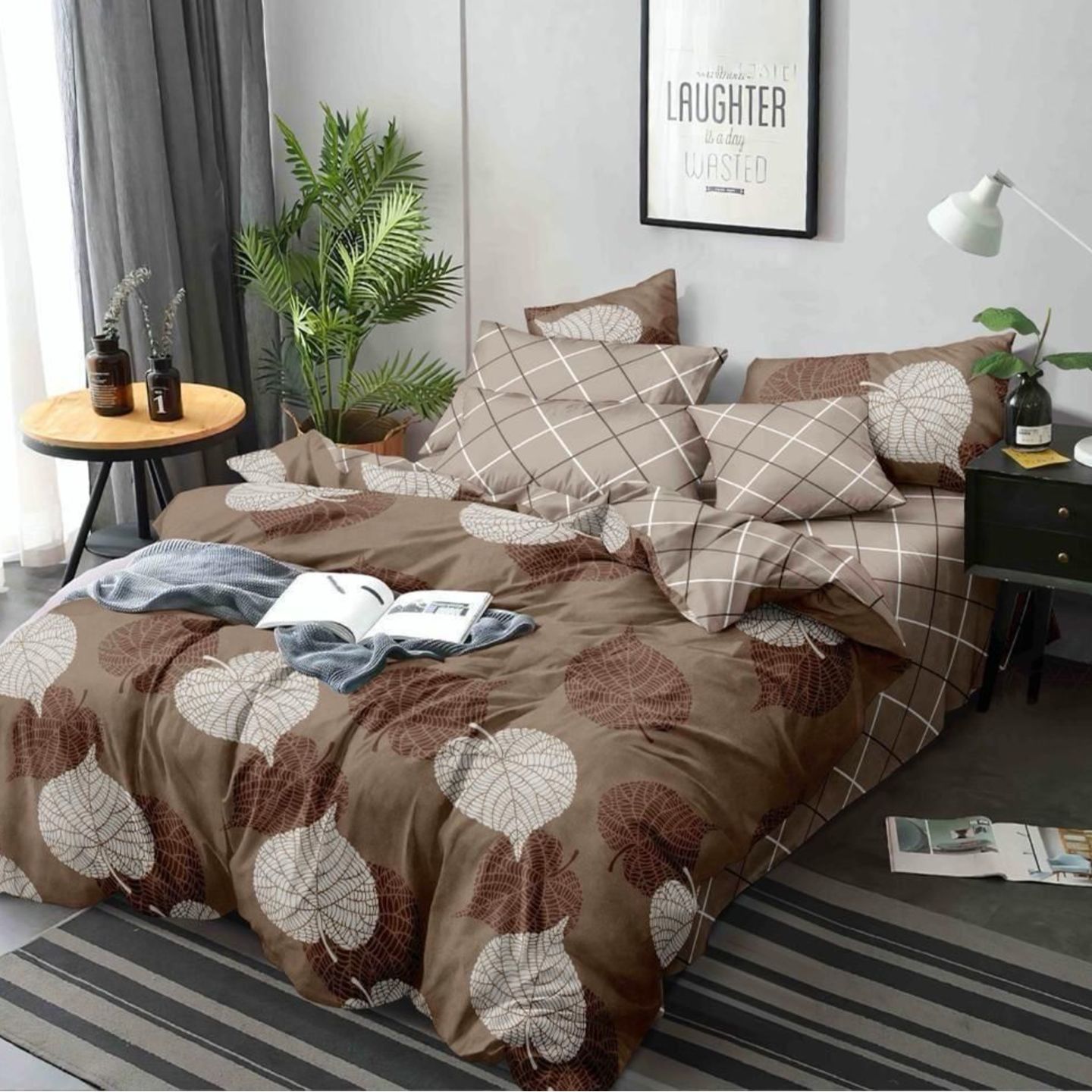 Platinum-Cotton Printed Queen Size Double Bedsheet with 2 Pillow Cover