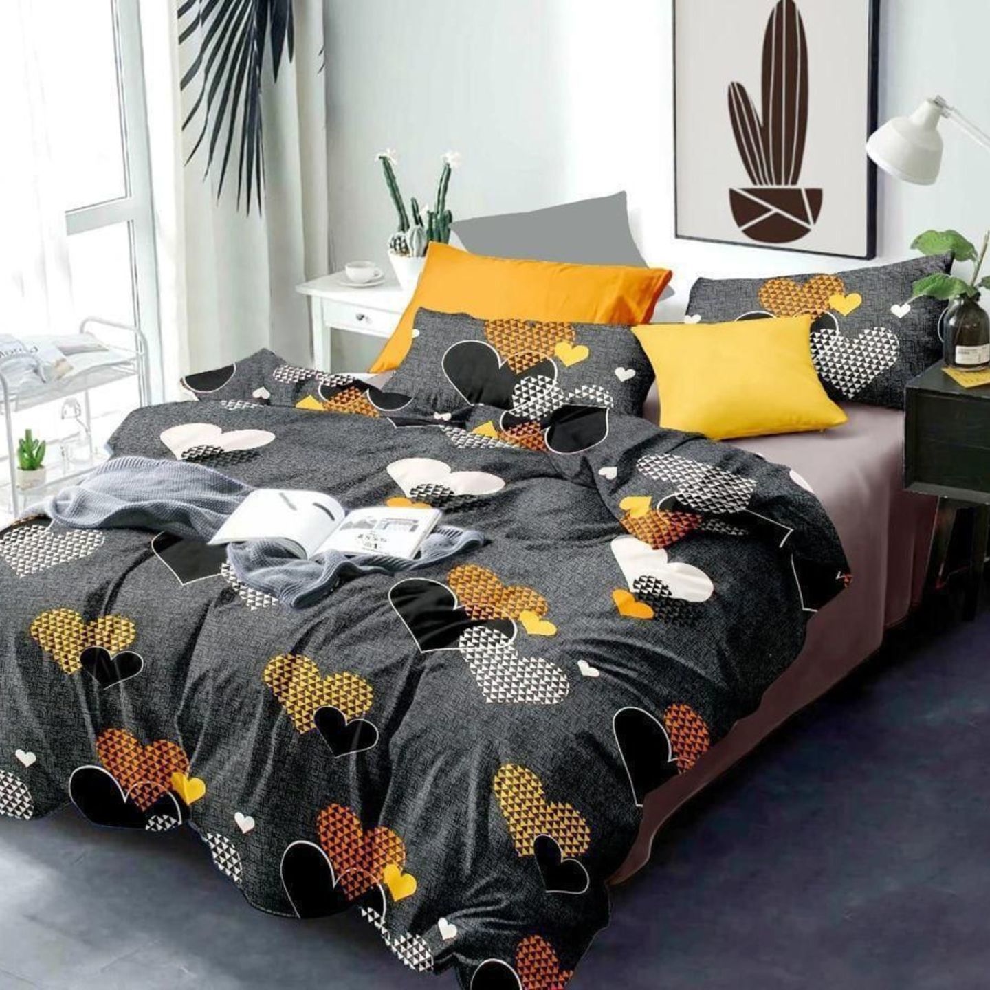 Platinum-Cotton Printed Queen Size Double Bedsheet with 2 Pillow Cover