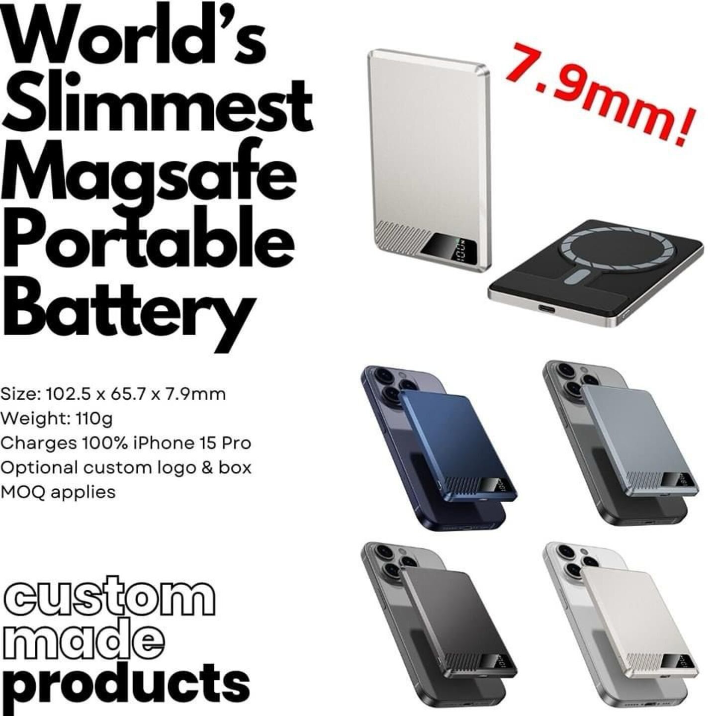 PK240715 Ultra slim wireless magnetic power bank 5000mah/10000mah