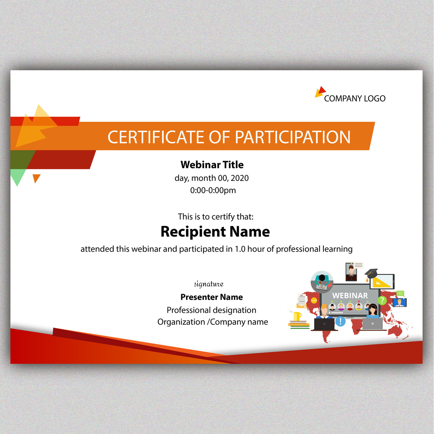 Webinar certificate template