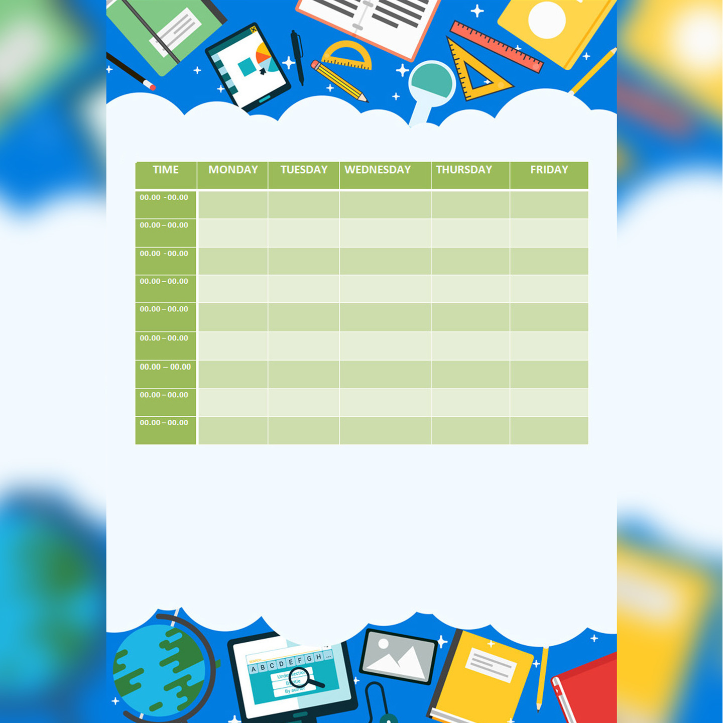 Student  schedule template