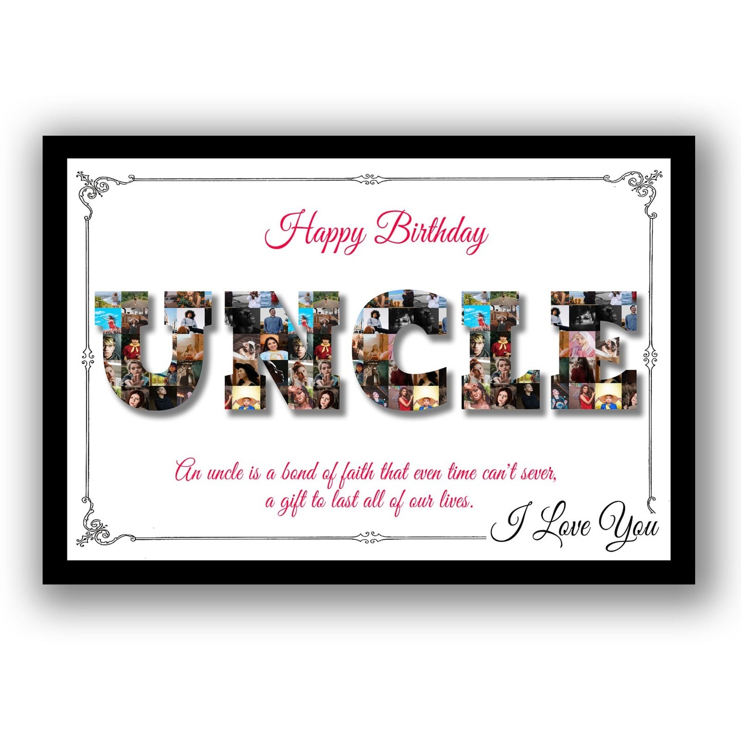 Personalised Uncle Collage Photo Frame Of 30pics