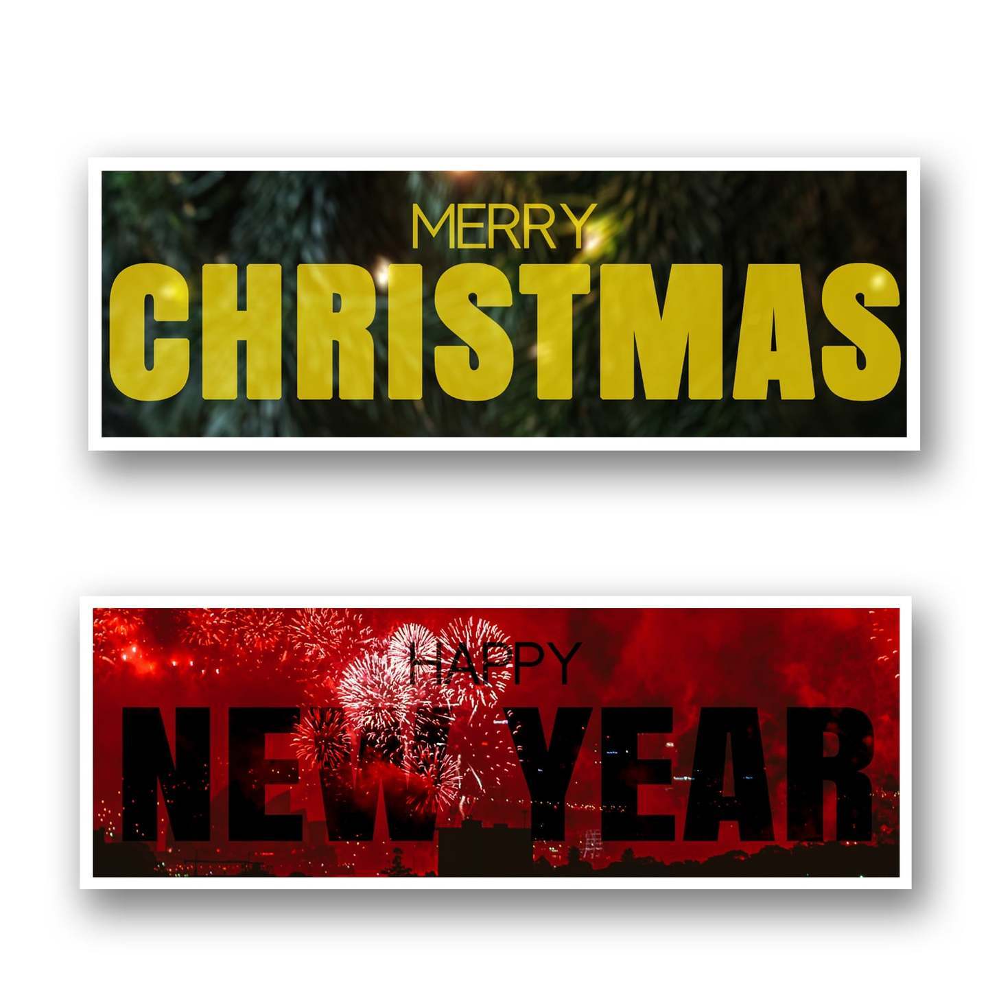 Framed textures Christmas and New year Wishes ( Pack of 2 )