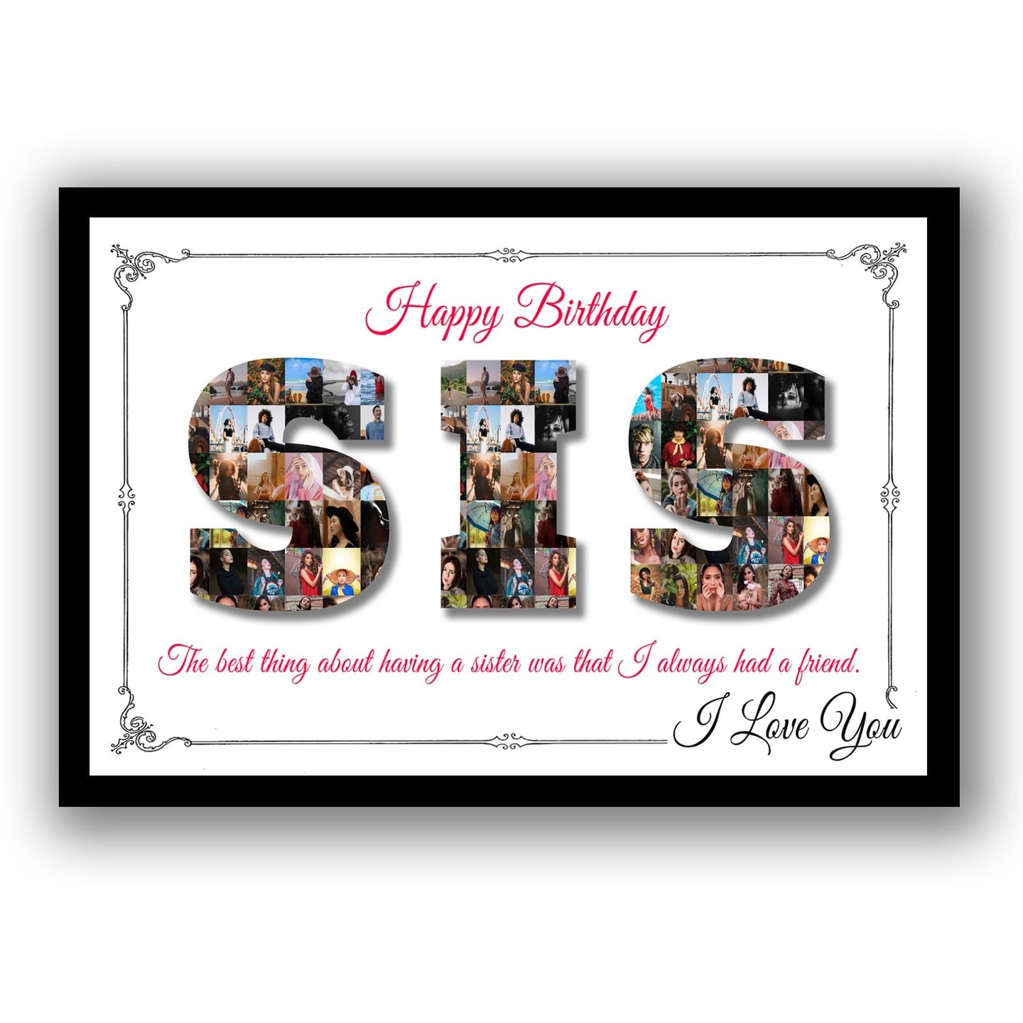 Personalised Sis Collage Photo Frame Of 30pics