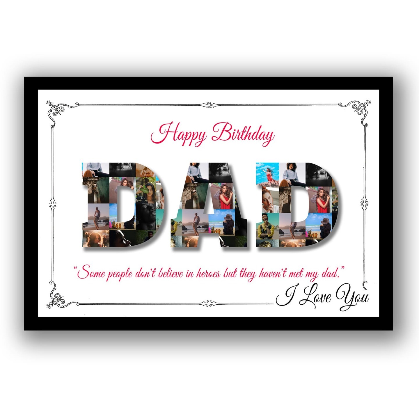 Personalised Dad Collage Photo Frame Of 30pics