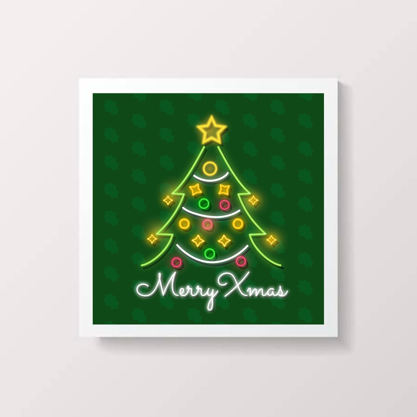 Framed Xmas Tree Green Wishes