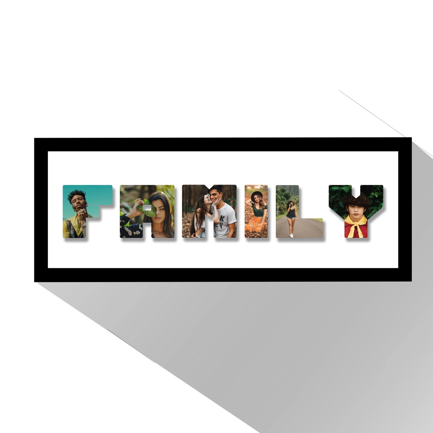 Personalised Family Name Plate Collage Photo Frame Of 6 pics