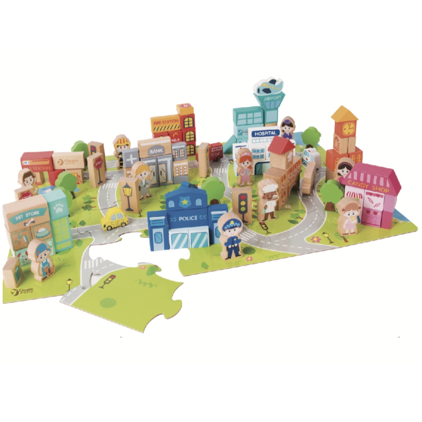 Alphabet Number Character City Building Wooden Block - 120 pieces