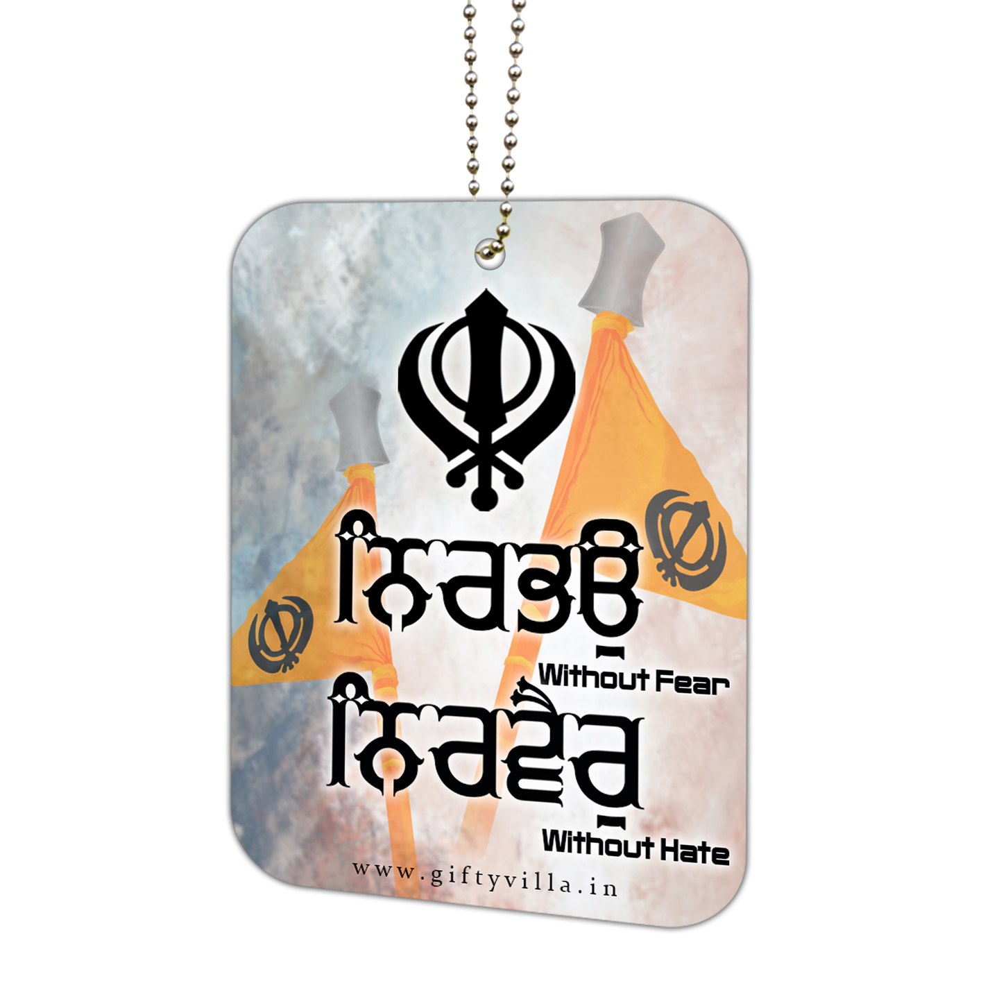 Nirbhau Nirvair withour fear without Hate Nishan Sahib with Khanda Car Ornament