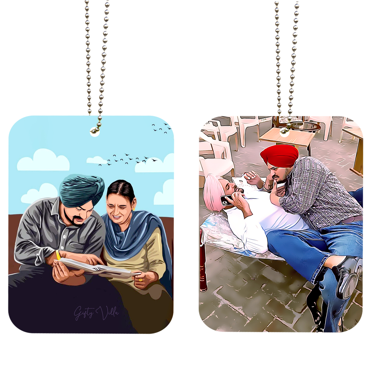 Sidhu with Mom Dad Matte Finish Car Ornament