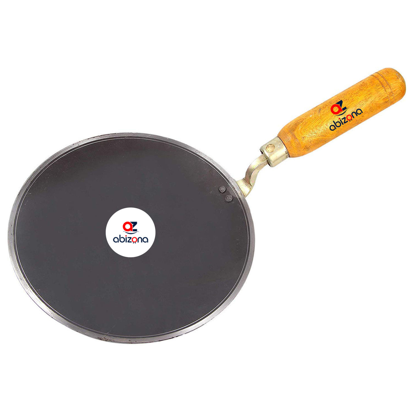 Abizona Lokhand Loha Iron Tawa for Roti Chapati Dosa Uttapam tawa with Wooden Handle Black 24Cm 