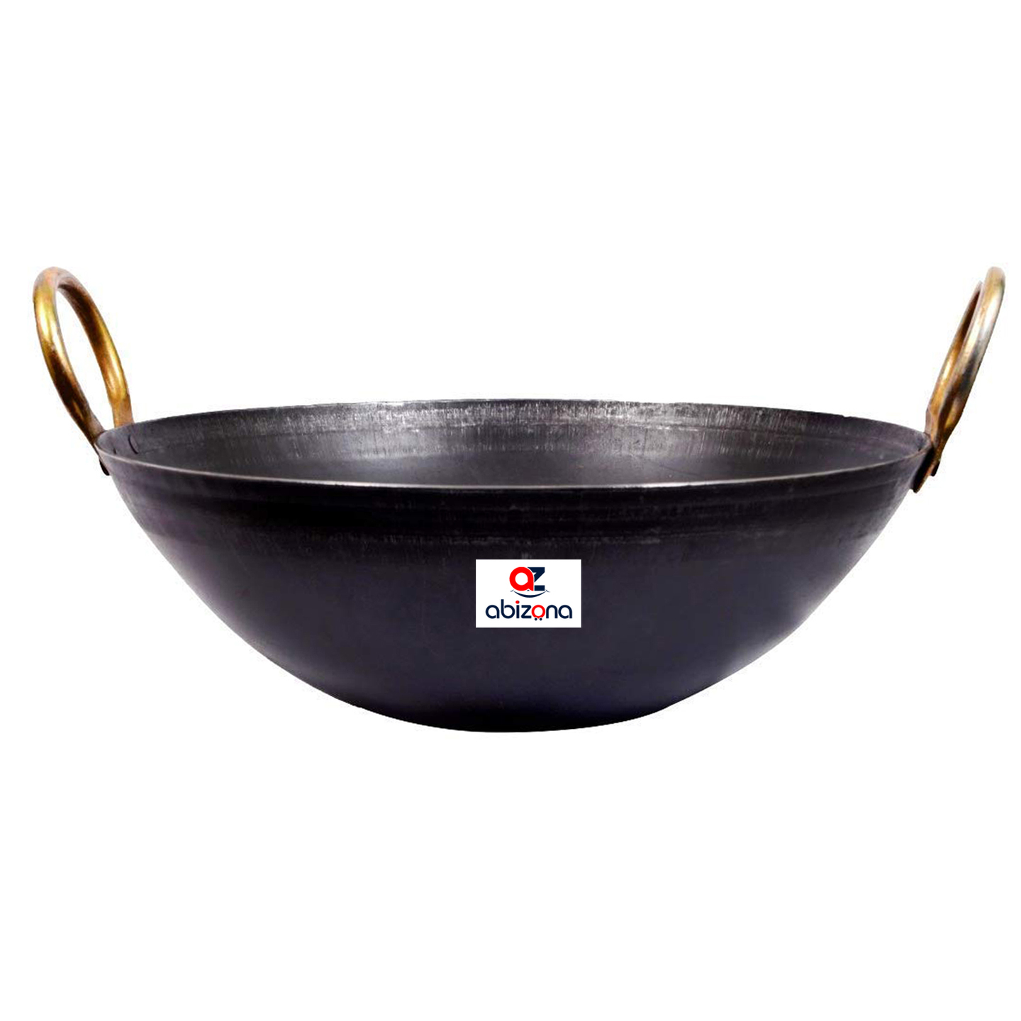 Abizona Black Iron Kadai Deep Frying Kadai Loha Kadhai for Cooking Lokhand Traditional Iron Kadai With Golden Handles