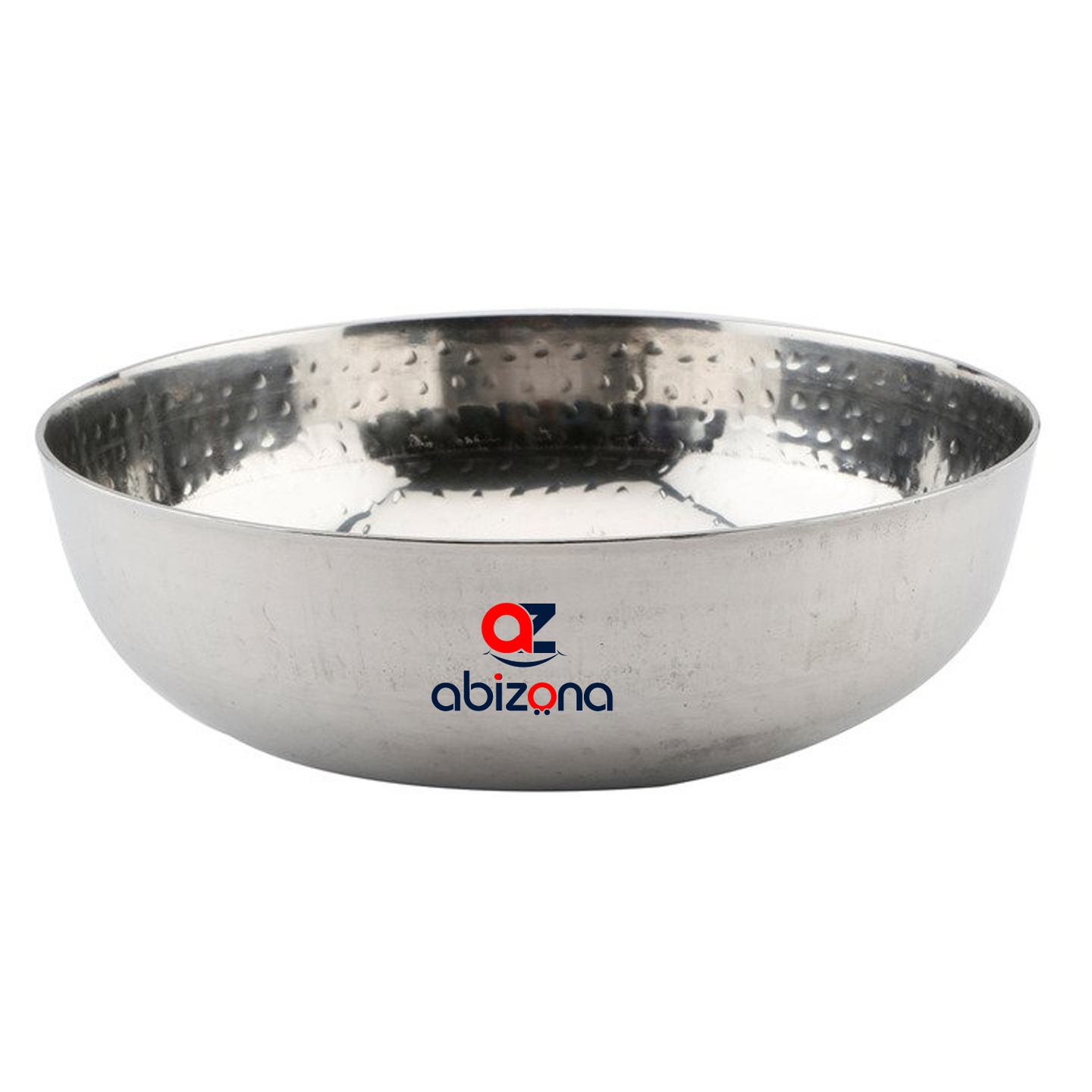 Abizona Stainless Steel Hammered Design Tasla Kadai Without Handle Kadhai Heavy Bottom Cookware, Kitchen Kadai For Cooking Deep Frying