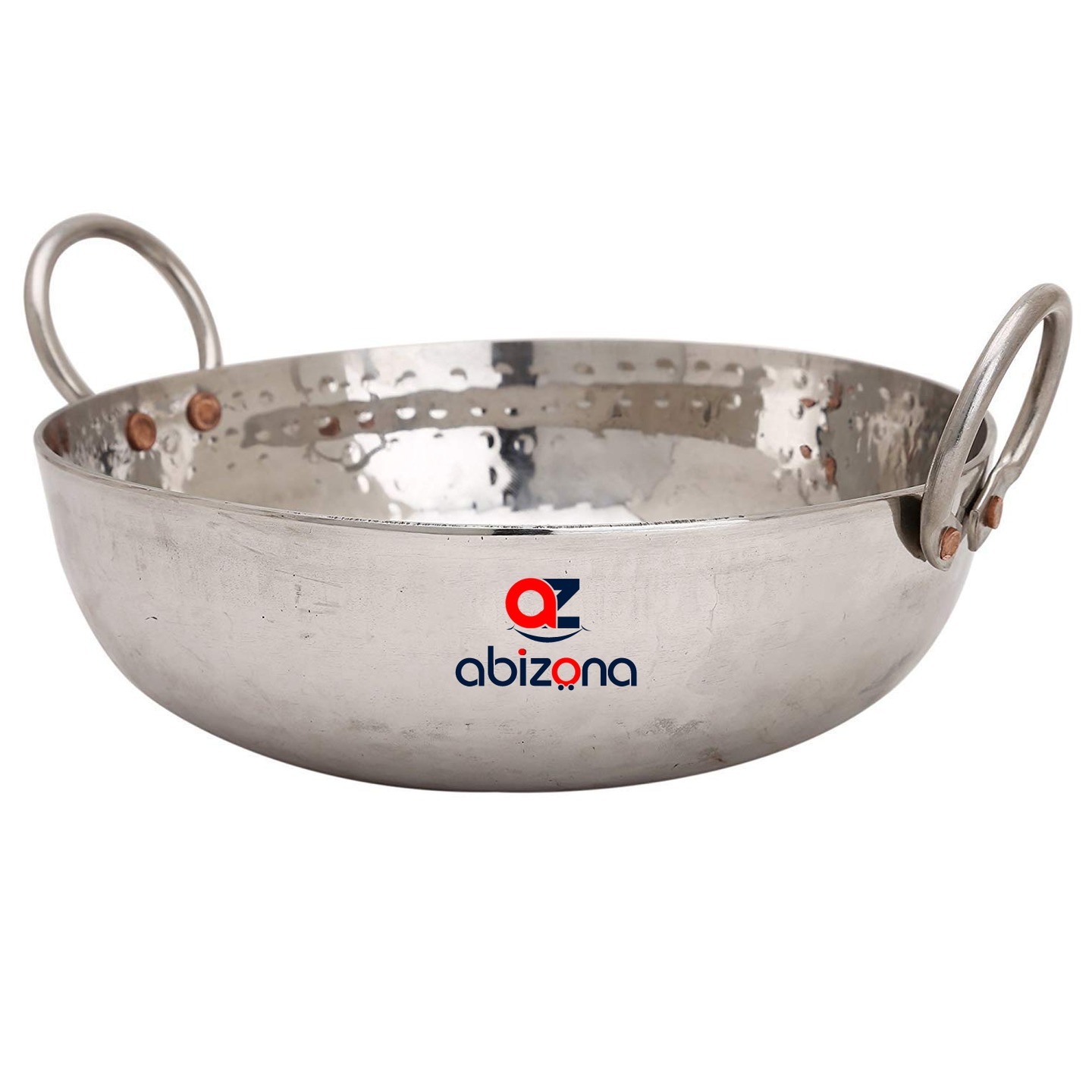 Abizona Mathar Stainless Steel Kadhai for Cooking Hammered Sandwich Bottom Heavy Gauge