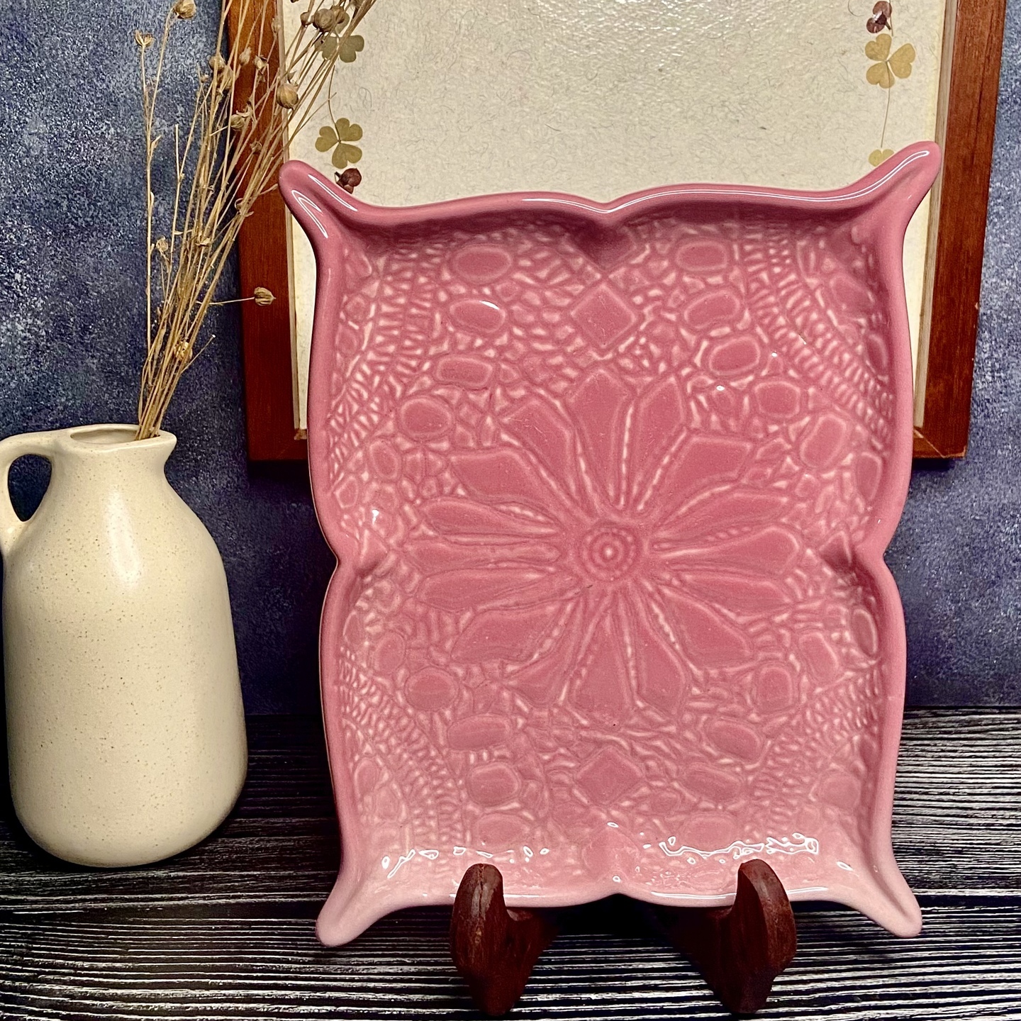 Ombré Pink Embossed Butterfly Platter