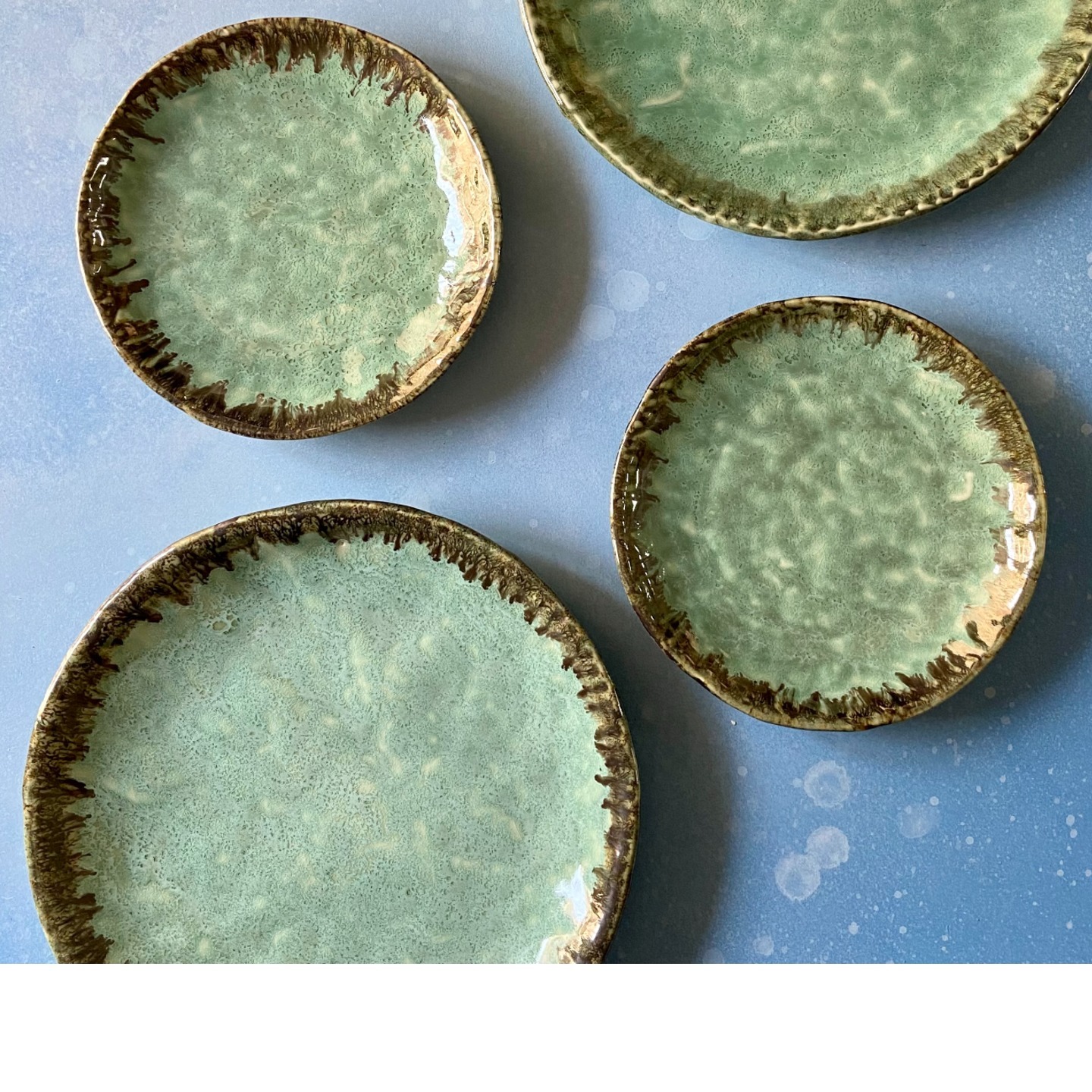 Studio Pottery Mint Quarter Plates