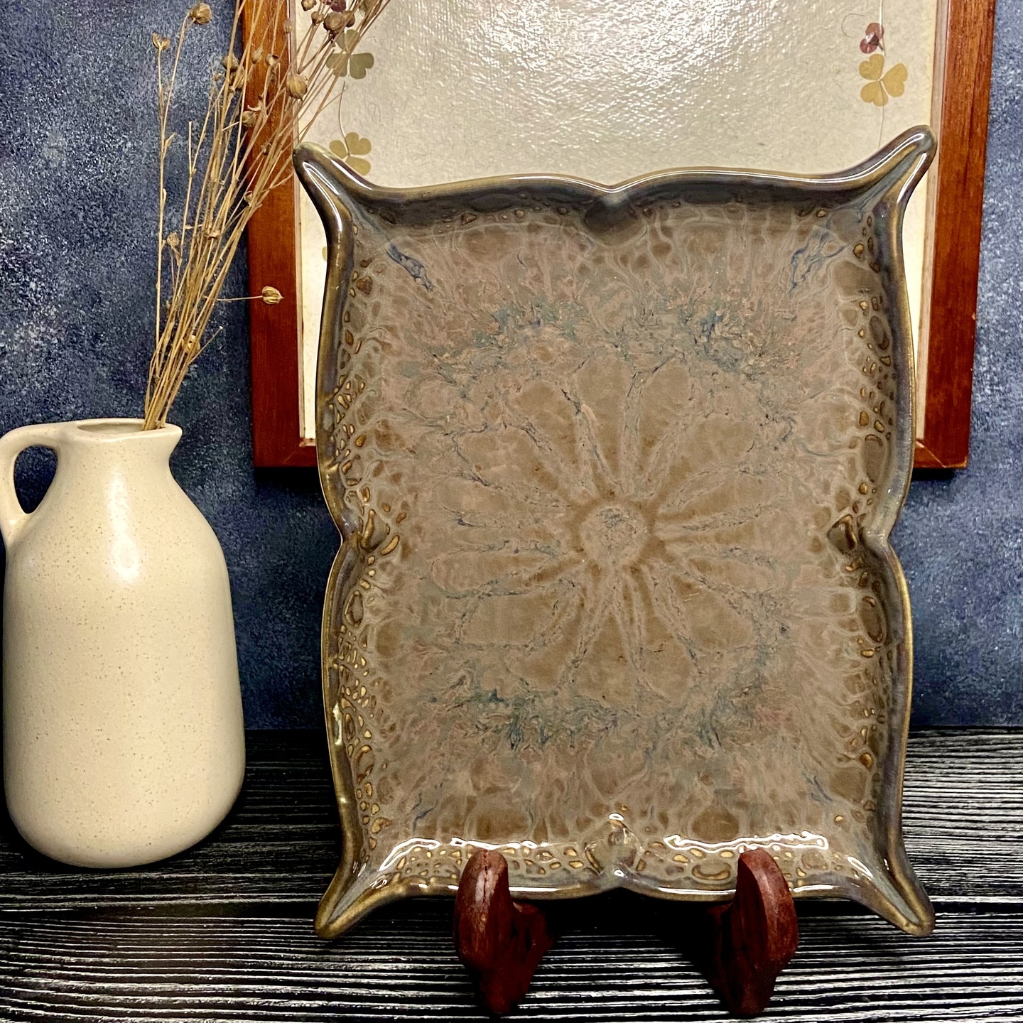 Copper Brown Embossed Butterfly Platter