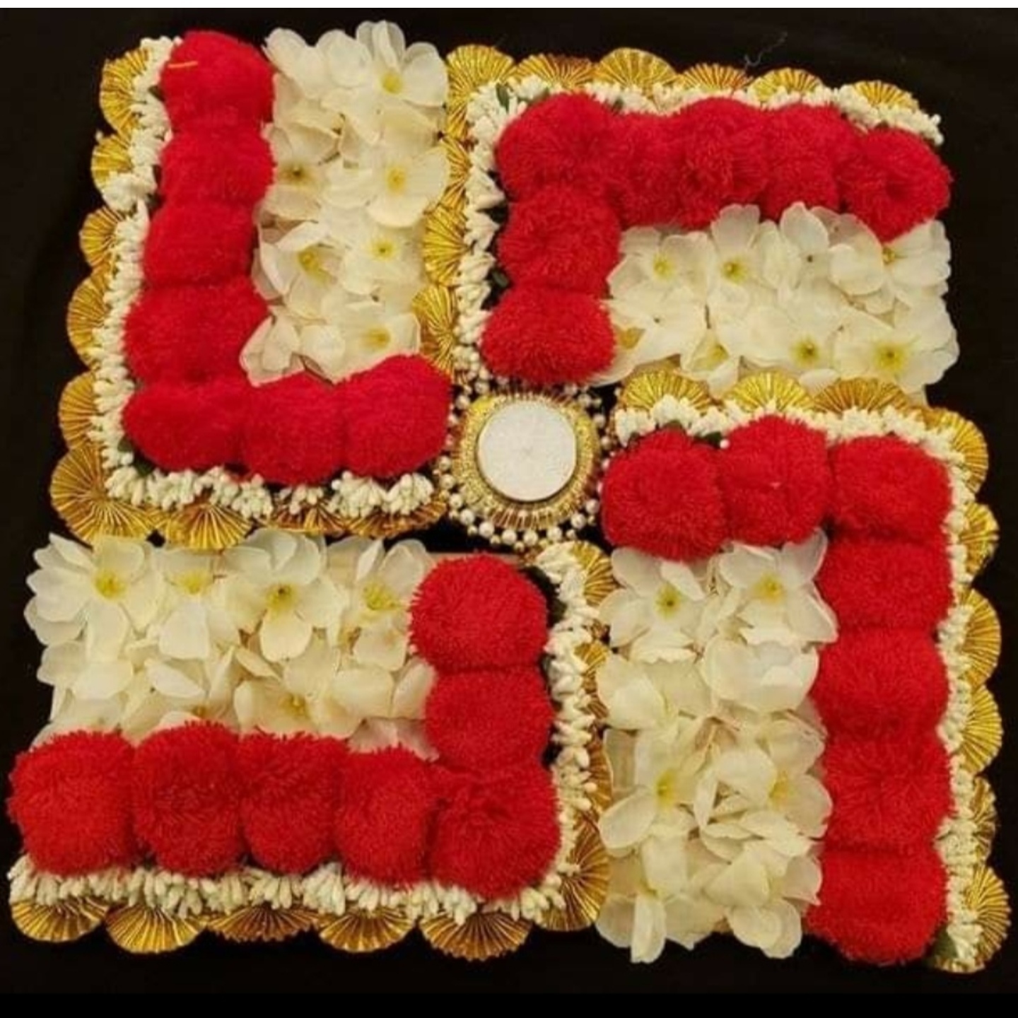 Decorated Diyas & Floor Decor FD27 l Swastik Diya Set