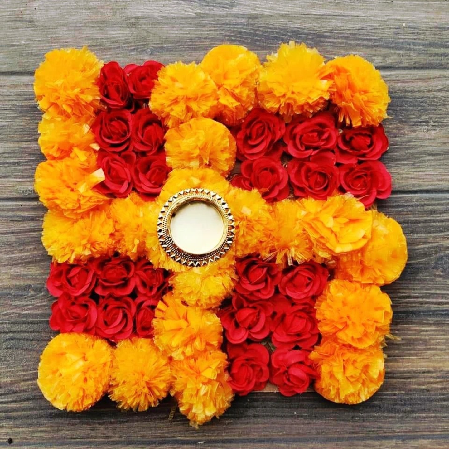Decorated Diyas & Floor Decor FD31 l Swastik Diya Set