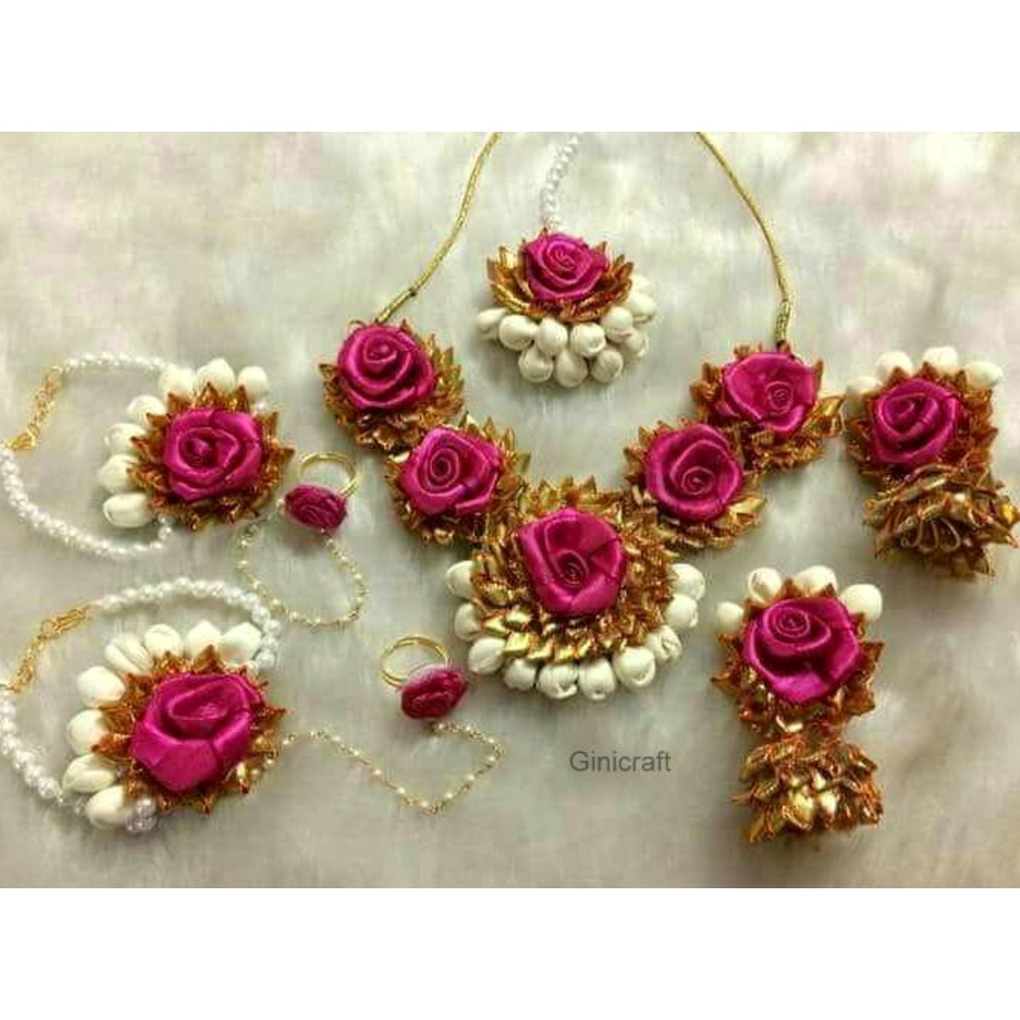 Gota Jewellery set with Hathphool
