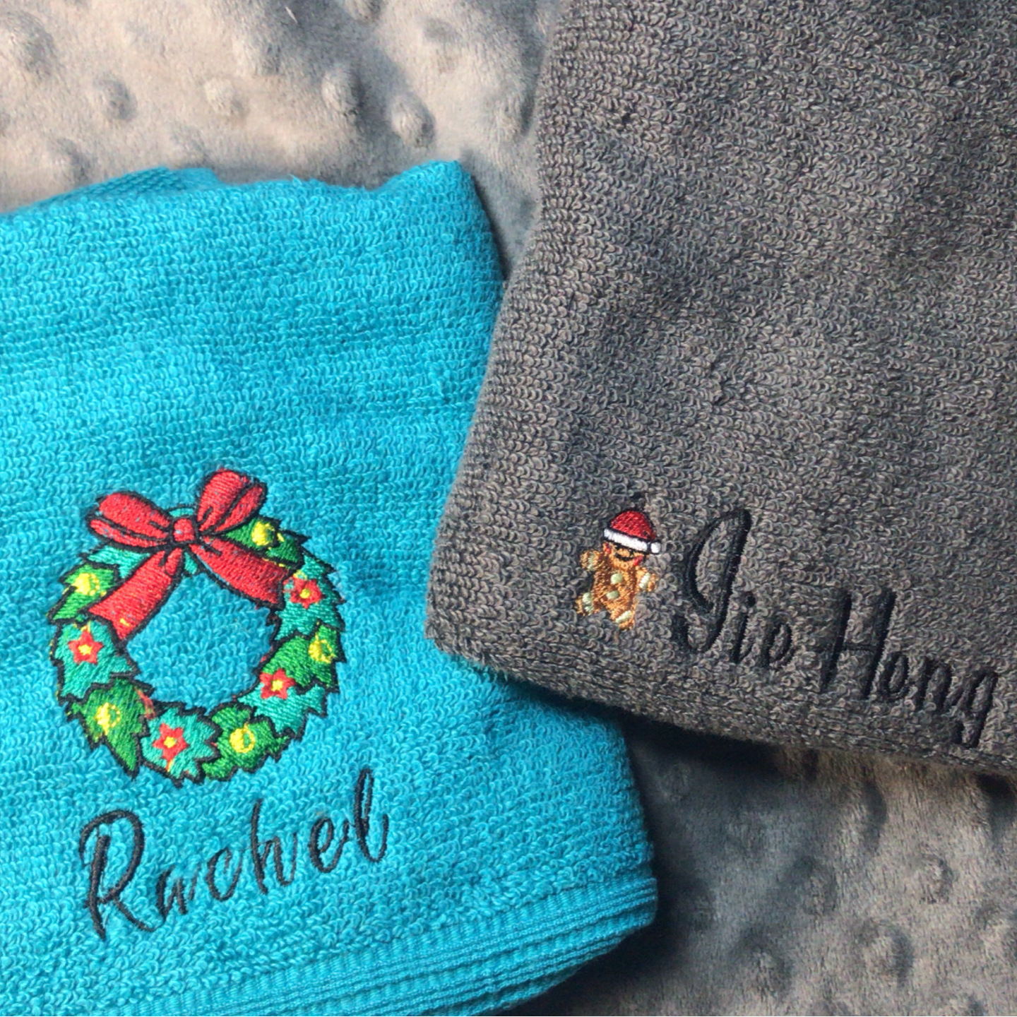 Christmas Embroidery Hand Towel with personaliation Seasonal Product