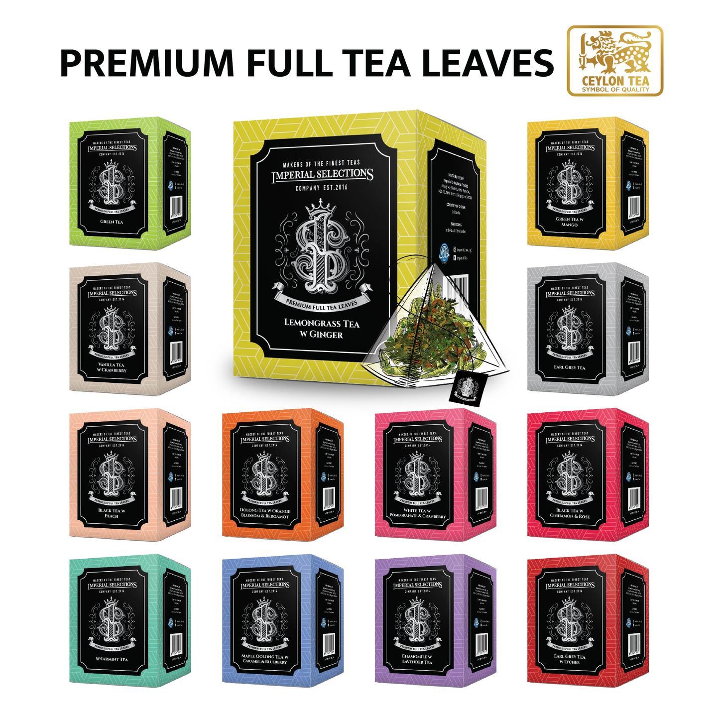 NEW Earl Grey, Chamomile, Lemongrass, Spearmint, Vanilla, Oolong Tea, Green Tea, Black Tea, White Tea