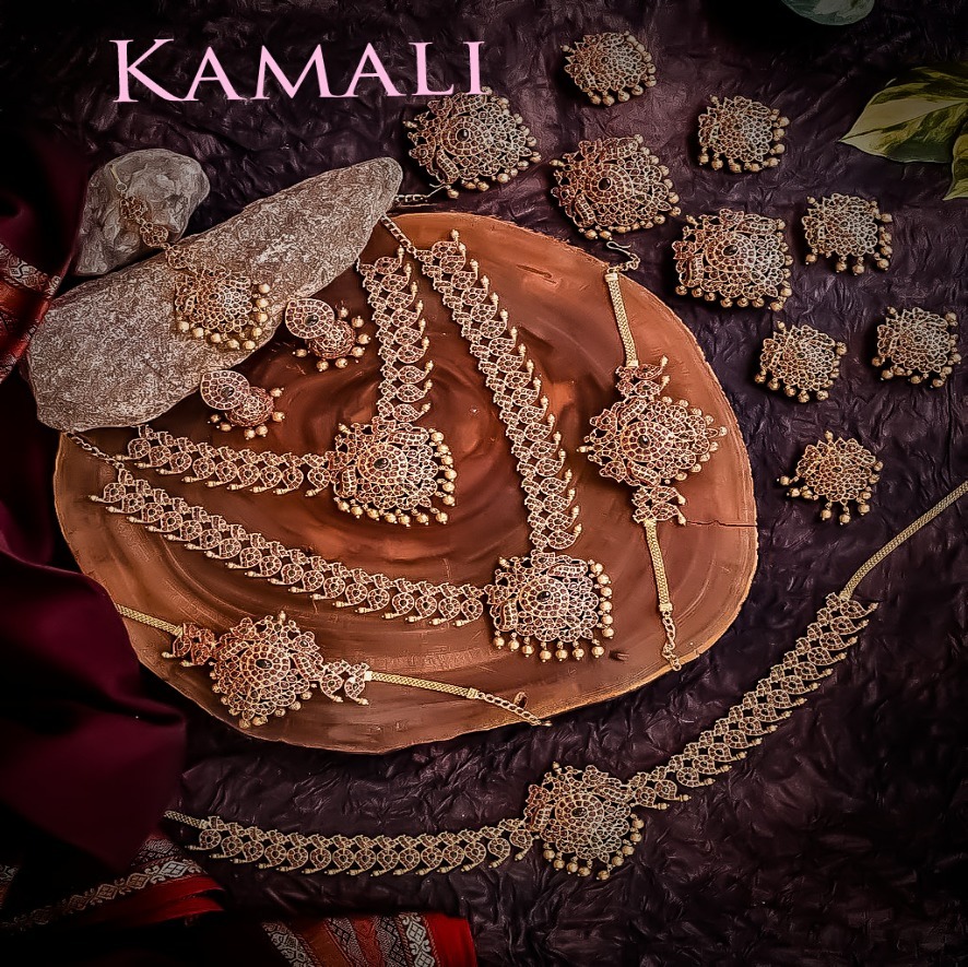 Red and Green Kempu stones Bridal Set l Kamali Impon l 9944116790 