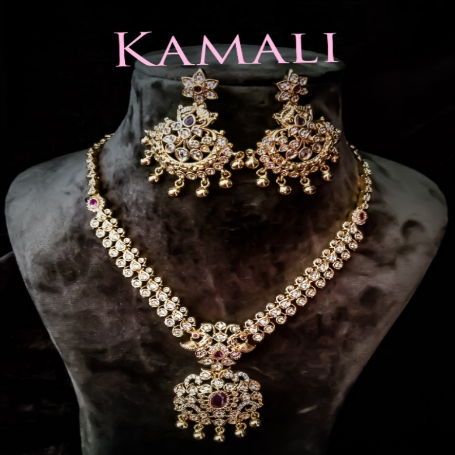 White Stone Necklace l CZ Stone l Kamali l 9944116790 