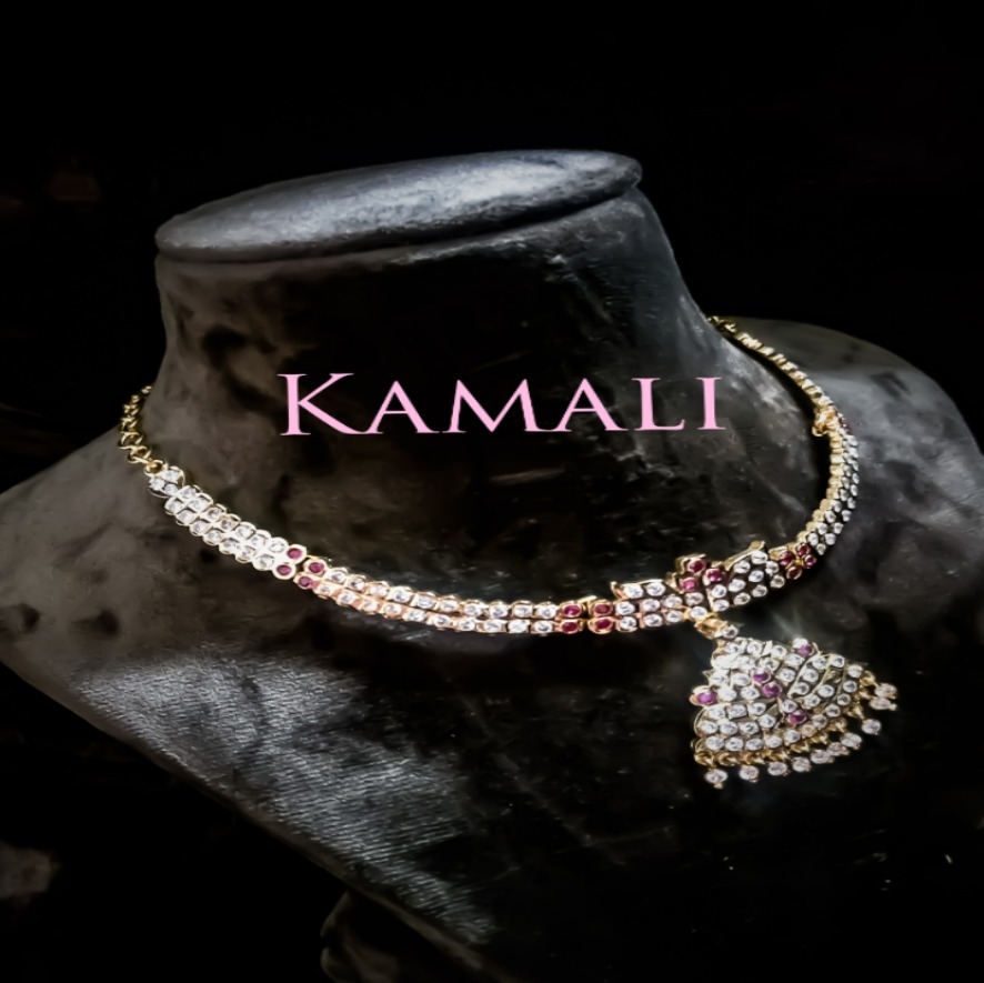 Impon Attigai Necklace l White Stone Impon Necklace l Kamali l 9944116790 