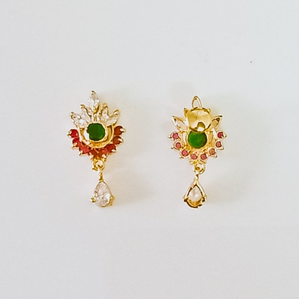 CZ Emerald Ruby Stone Stud for Women and Children 