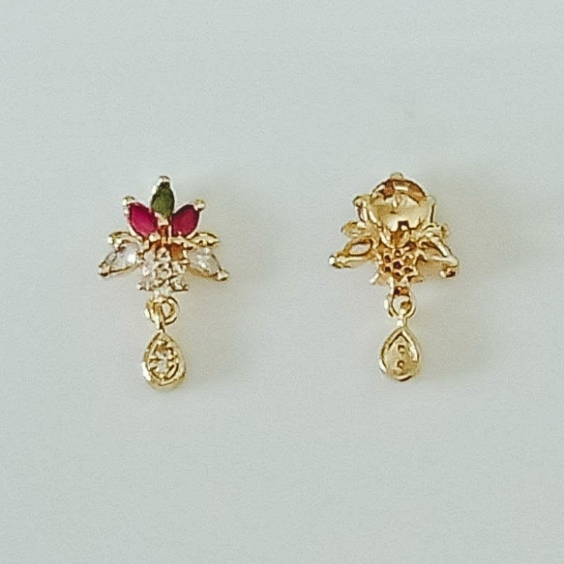 CZ Emerald Ruby Stone Stud for Women and Children 